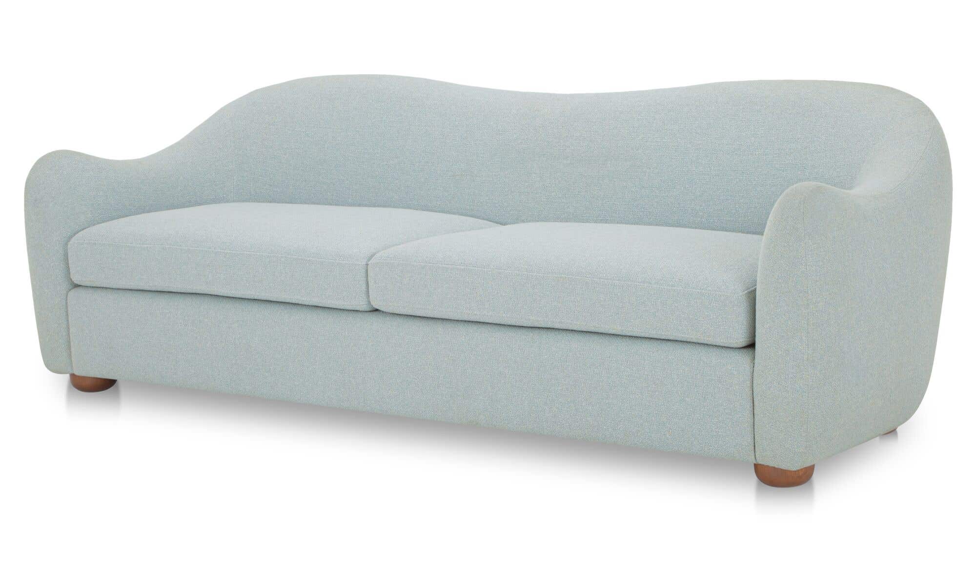 89.8" Light Blue Upholstered Sofa