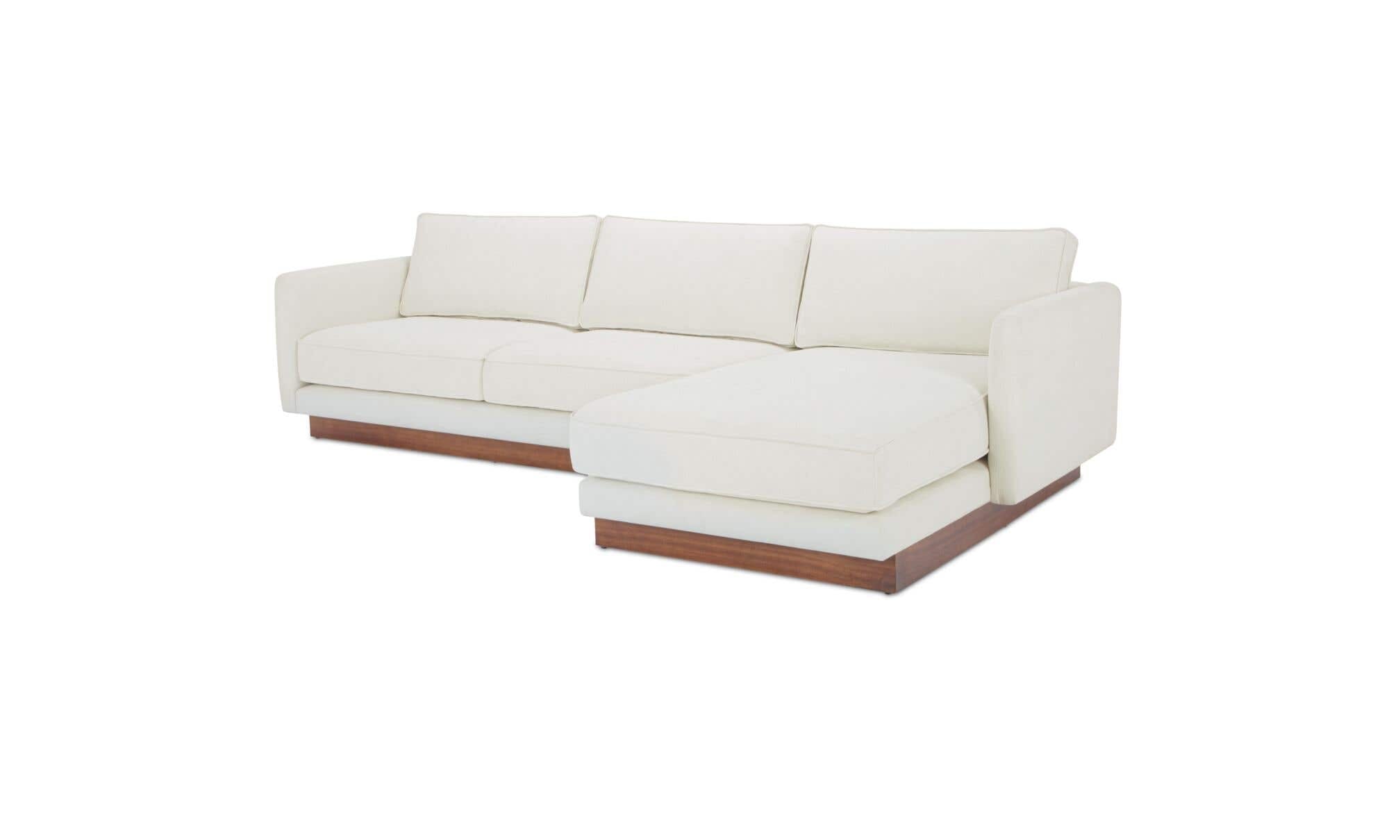 112" White Upholstered Right Facing Sectional