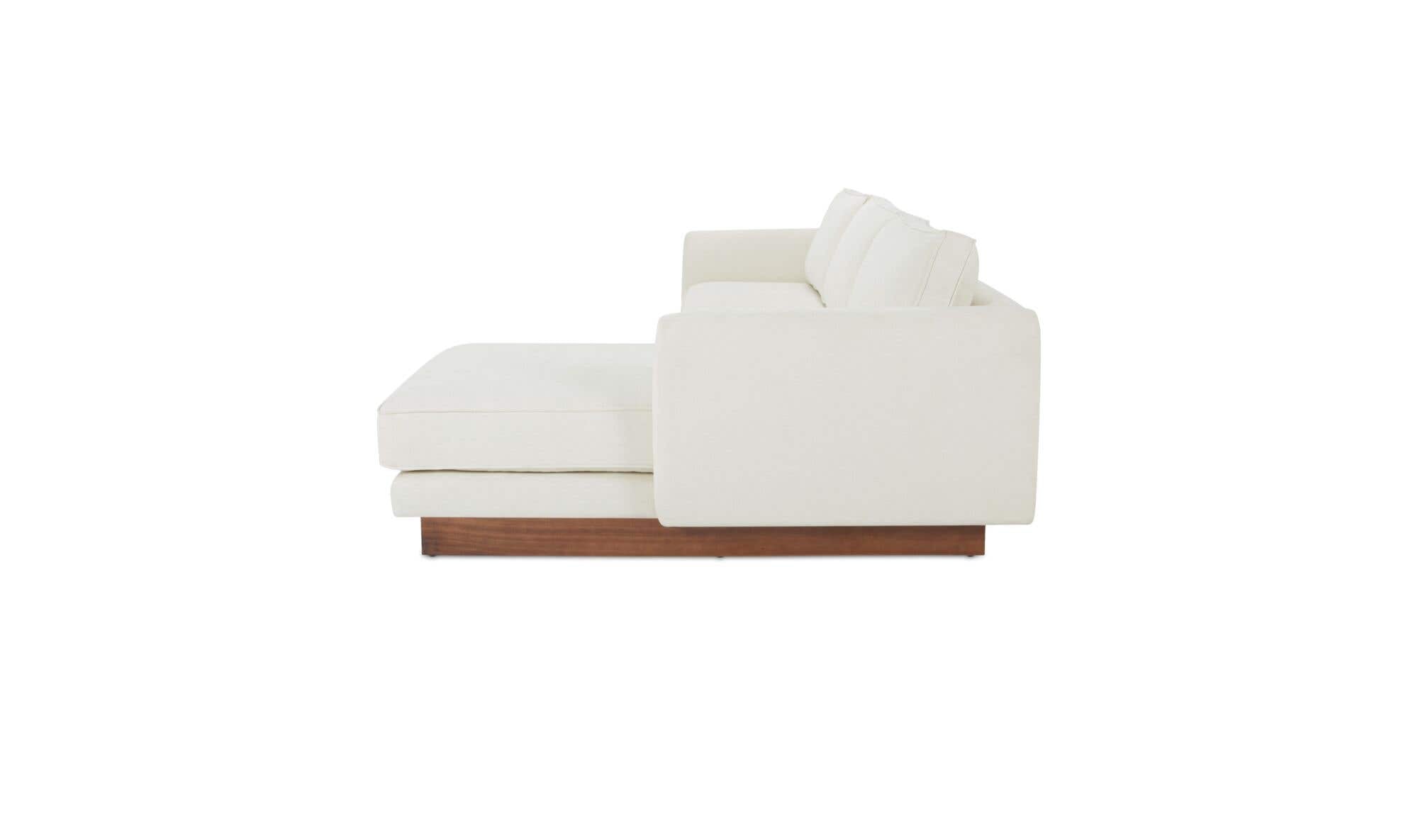 112" White Upholstered Right Facing Sectional