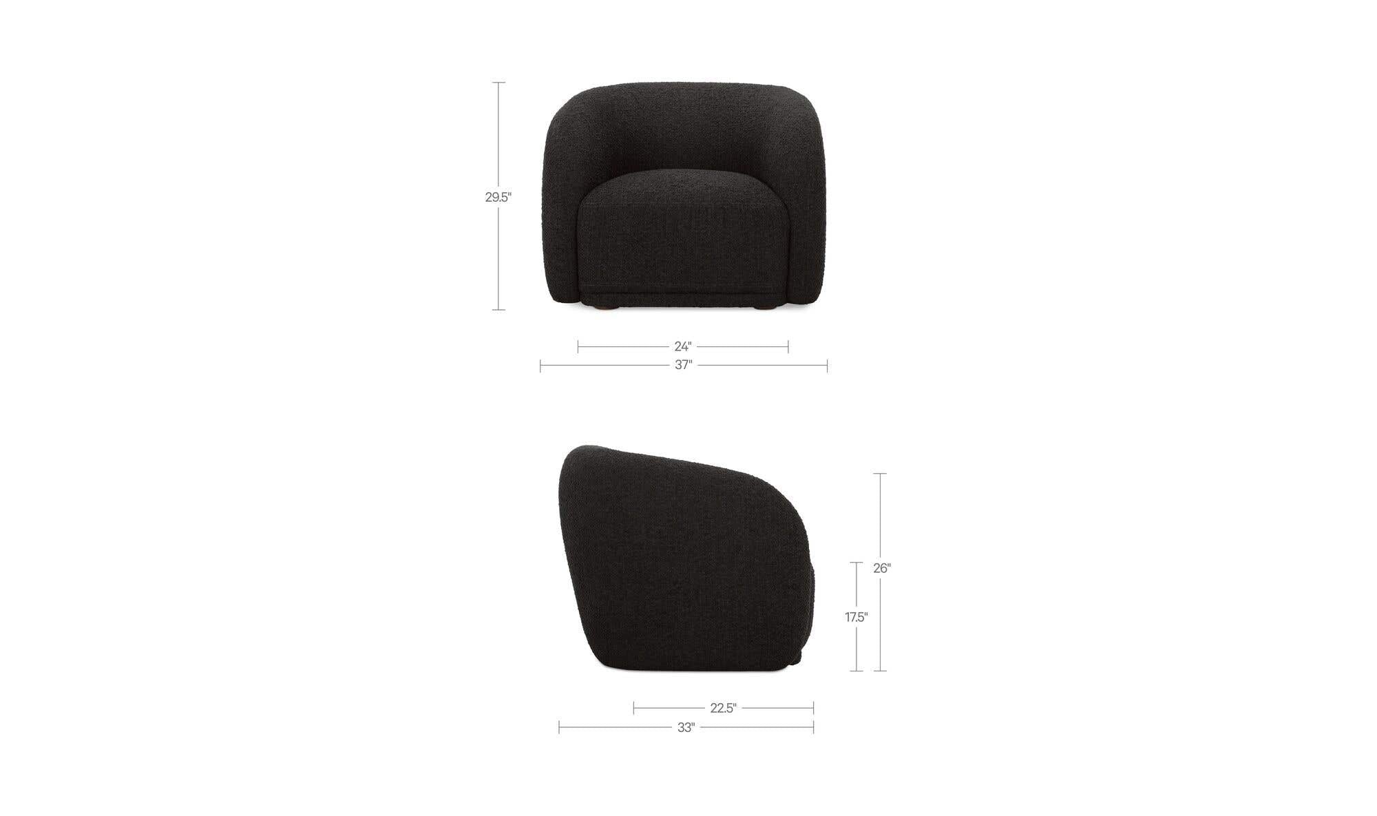 37" Black Boucle Accent Chair