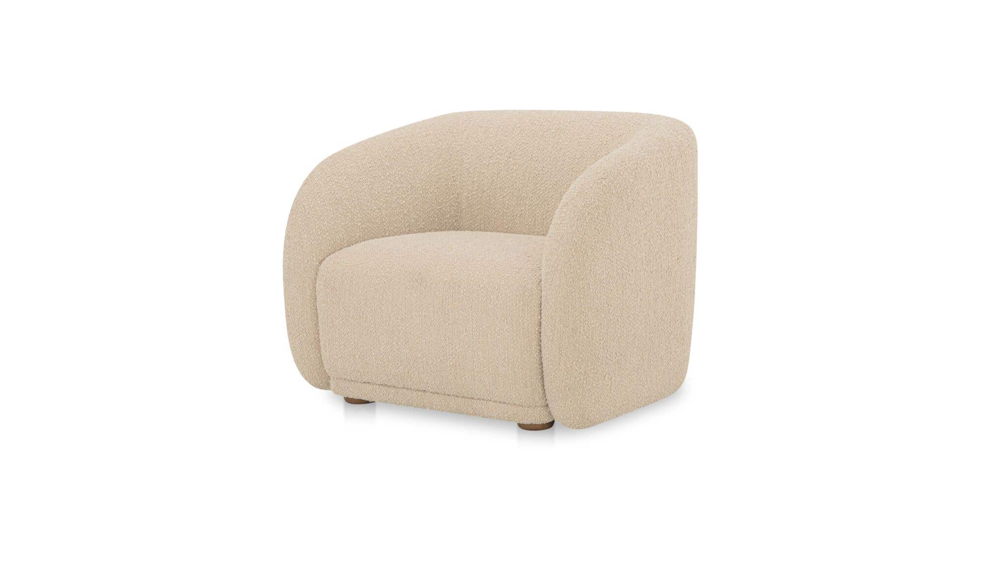37" Beige Boucle Accent Chair