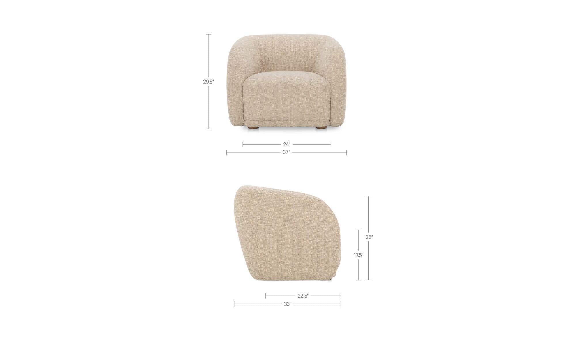 37" Beige Boucle Accent Chair