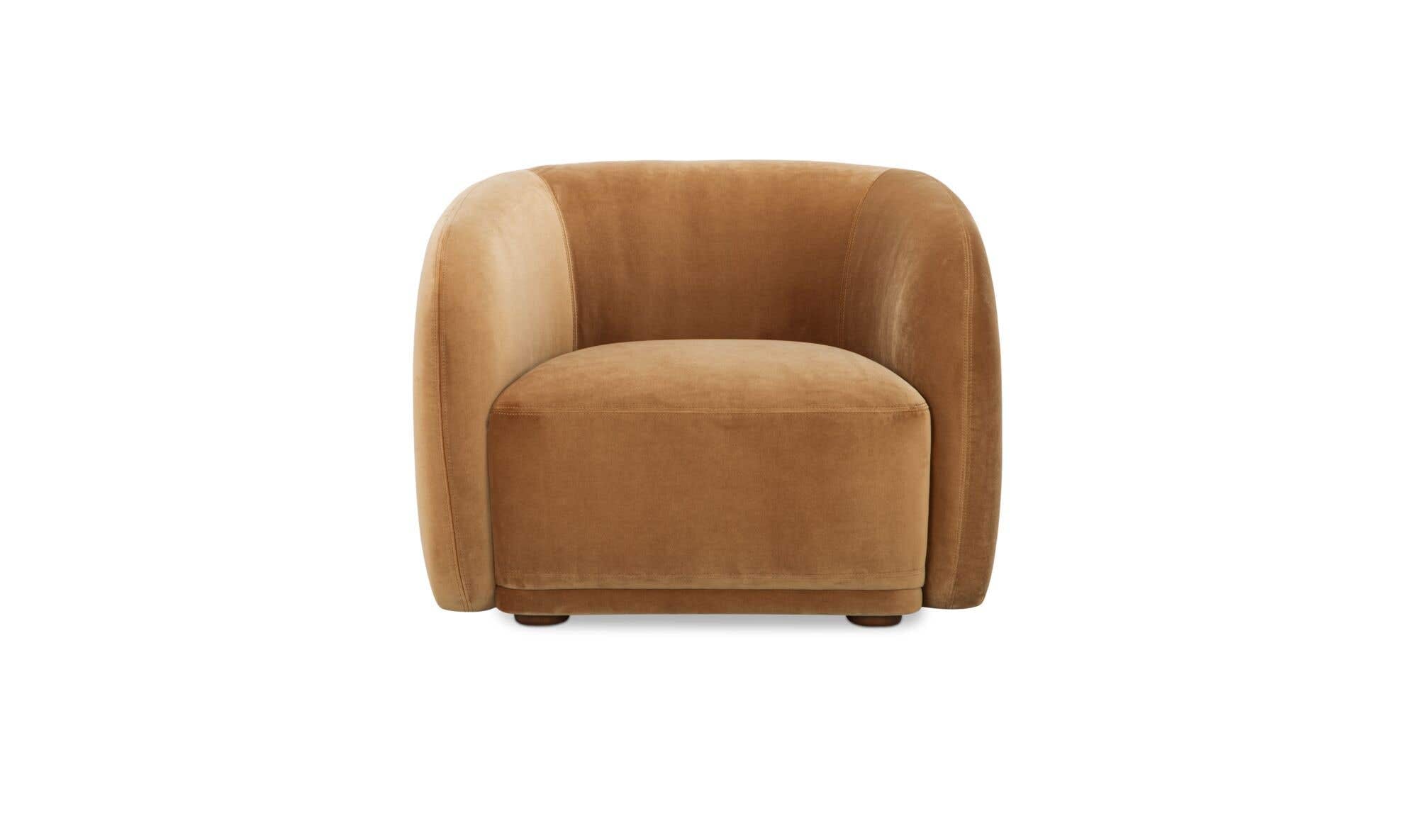37" Tan Faux Mohair Upholstered Accent Chair