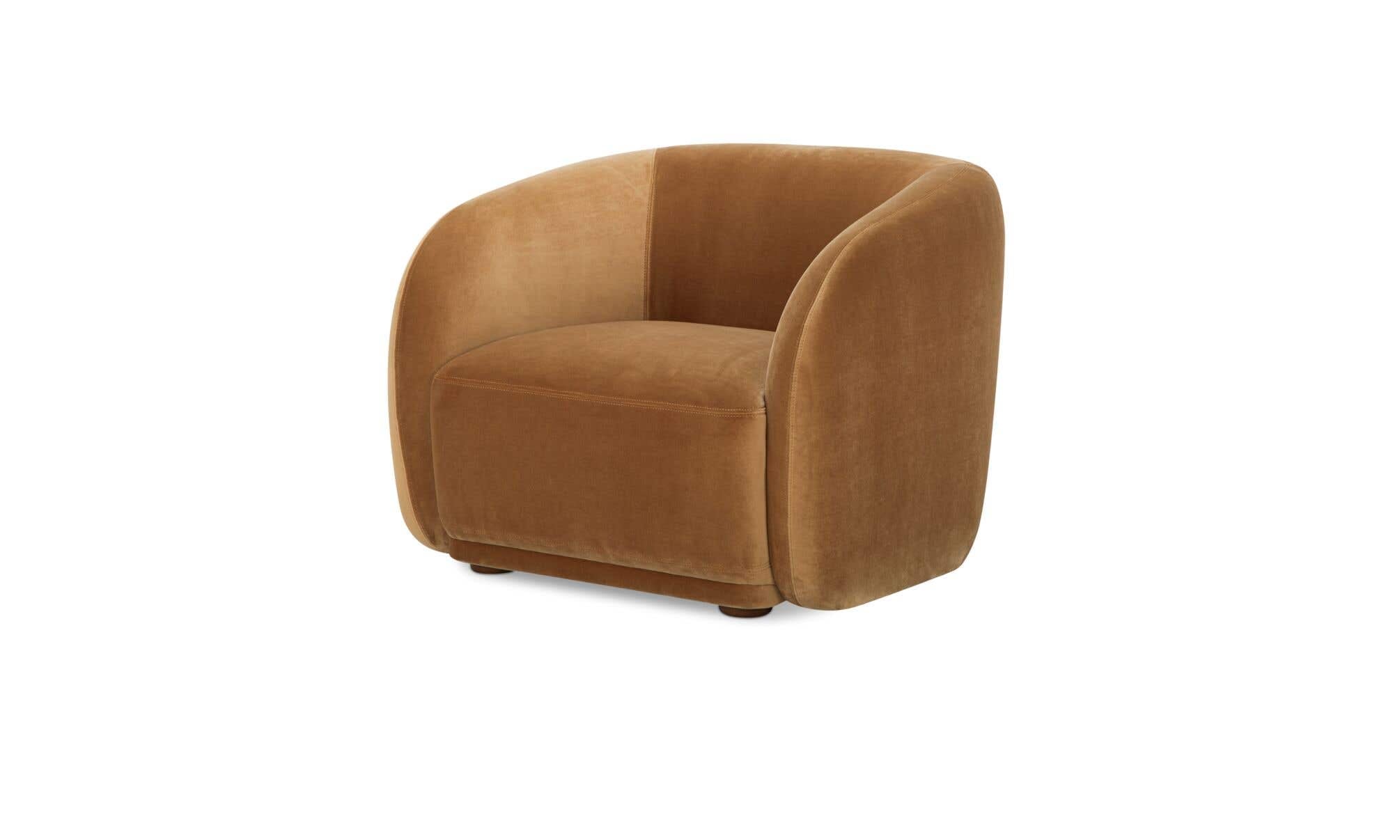 37" Tan Faux Mohair Upholstered Accent Chair