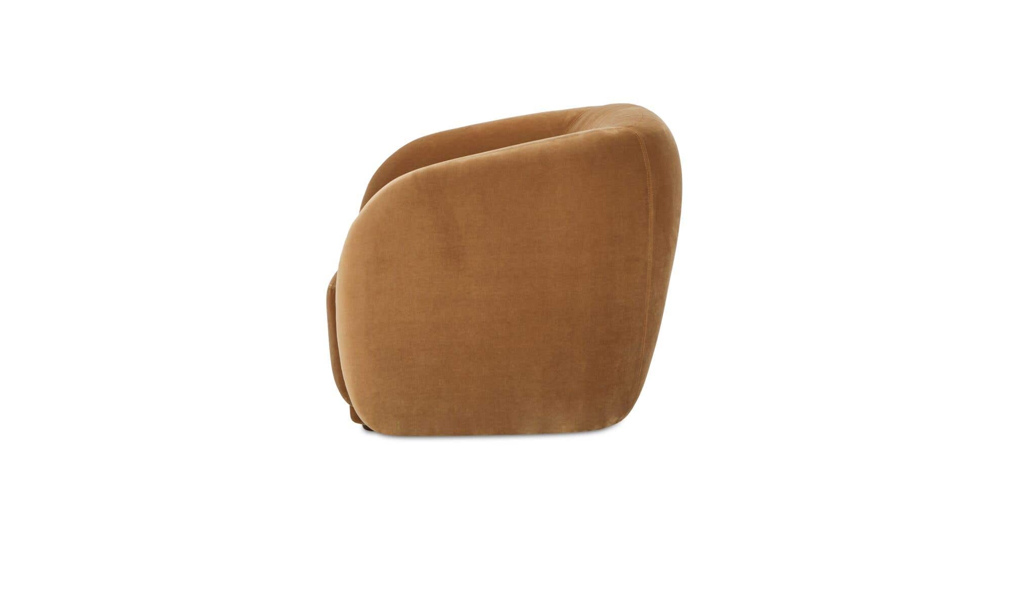 37" Tan Faux Mohair Upholstered Accent Chair
