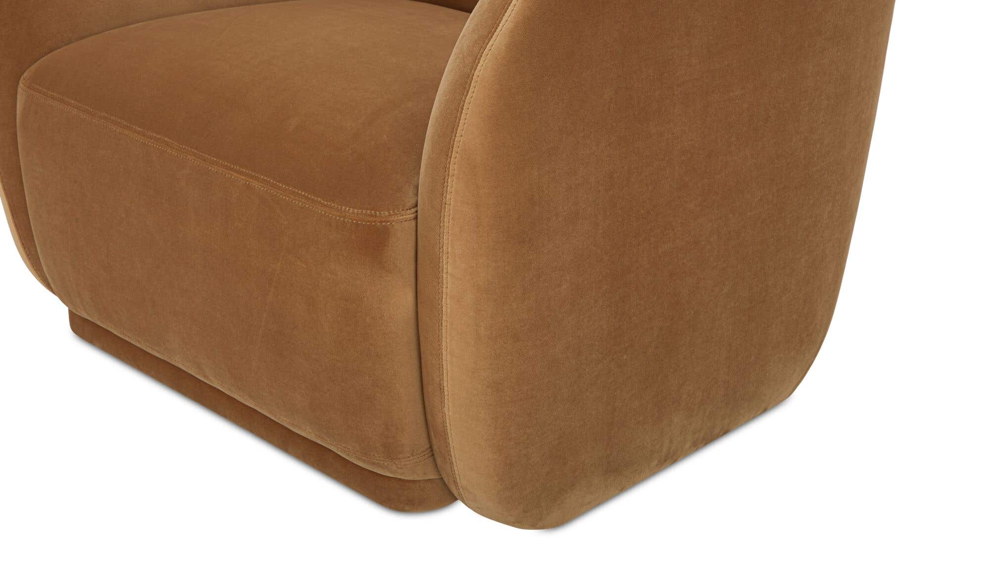 37" Tan Faux Mohair Upholstered Accent Chair