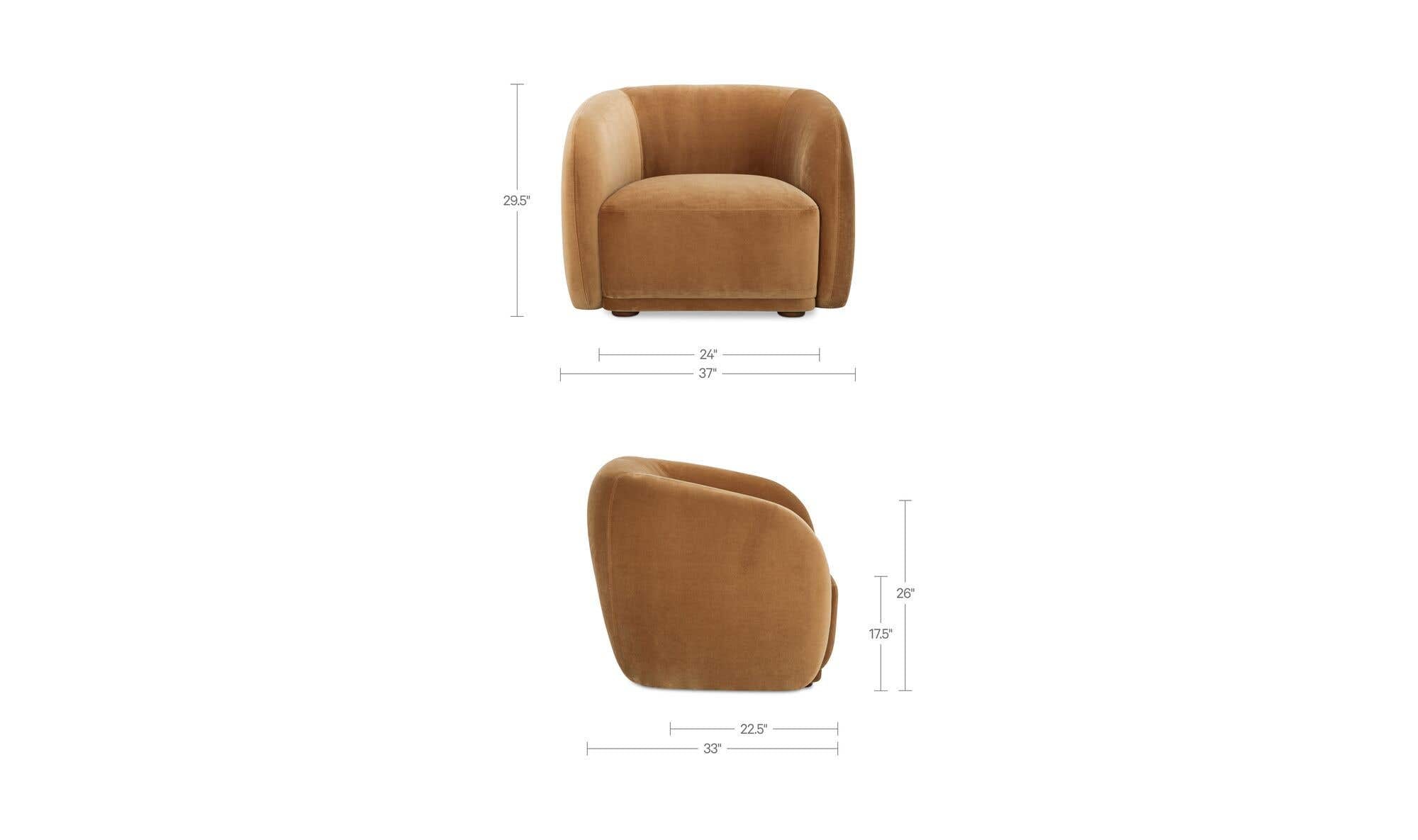 37" Tan Faux Mohair Upholstered Accent Chair