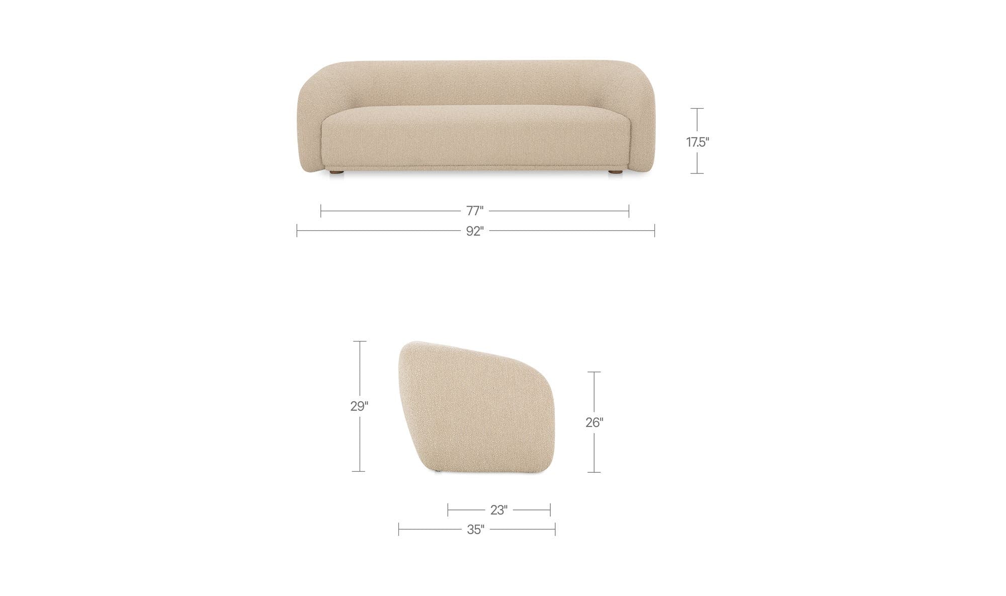 92" Beige Boucle Sofa