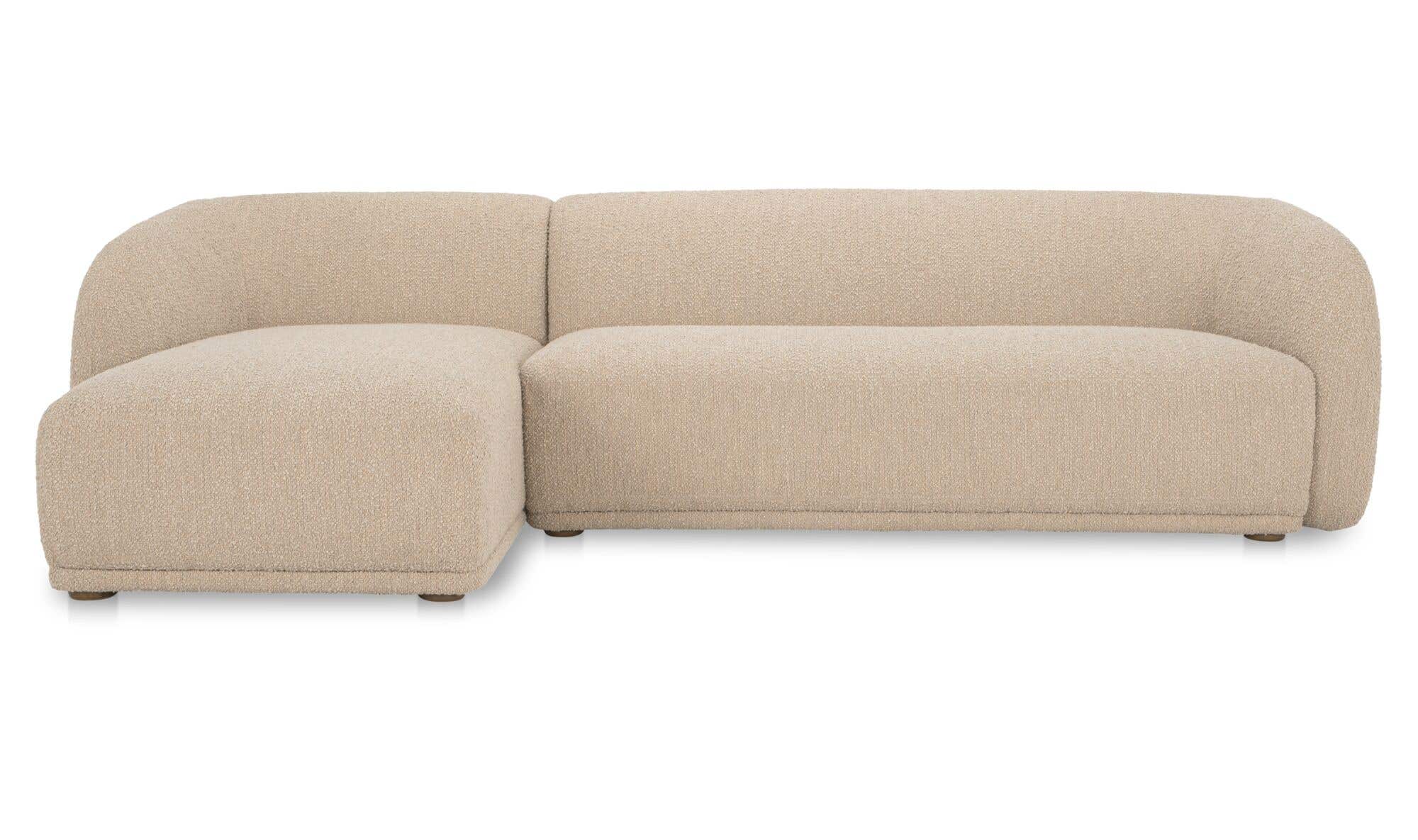 113.75" Beige Boucle Left Facing Sectional