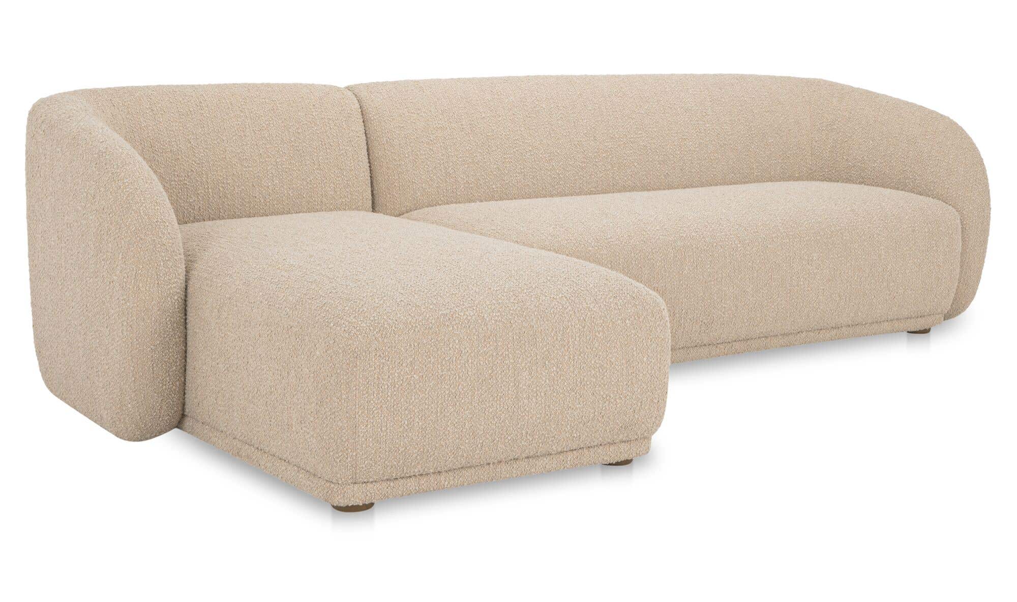 113.75" Beige Boucle Left Facing Sectional