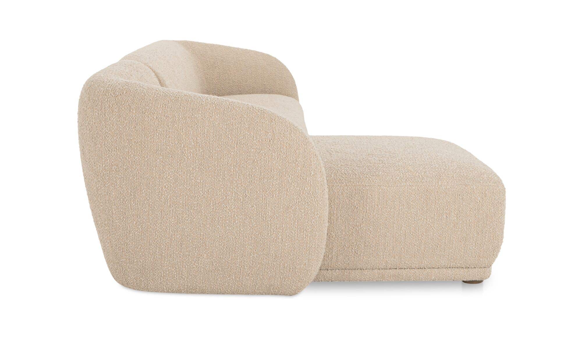 113.75" Beige Boucle Left Facing Sectional