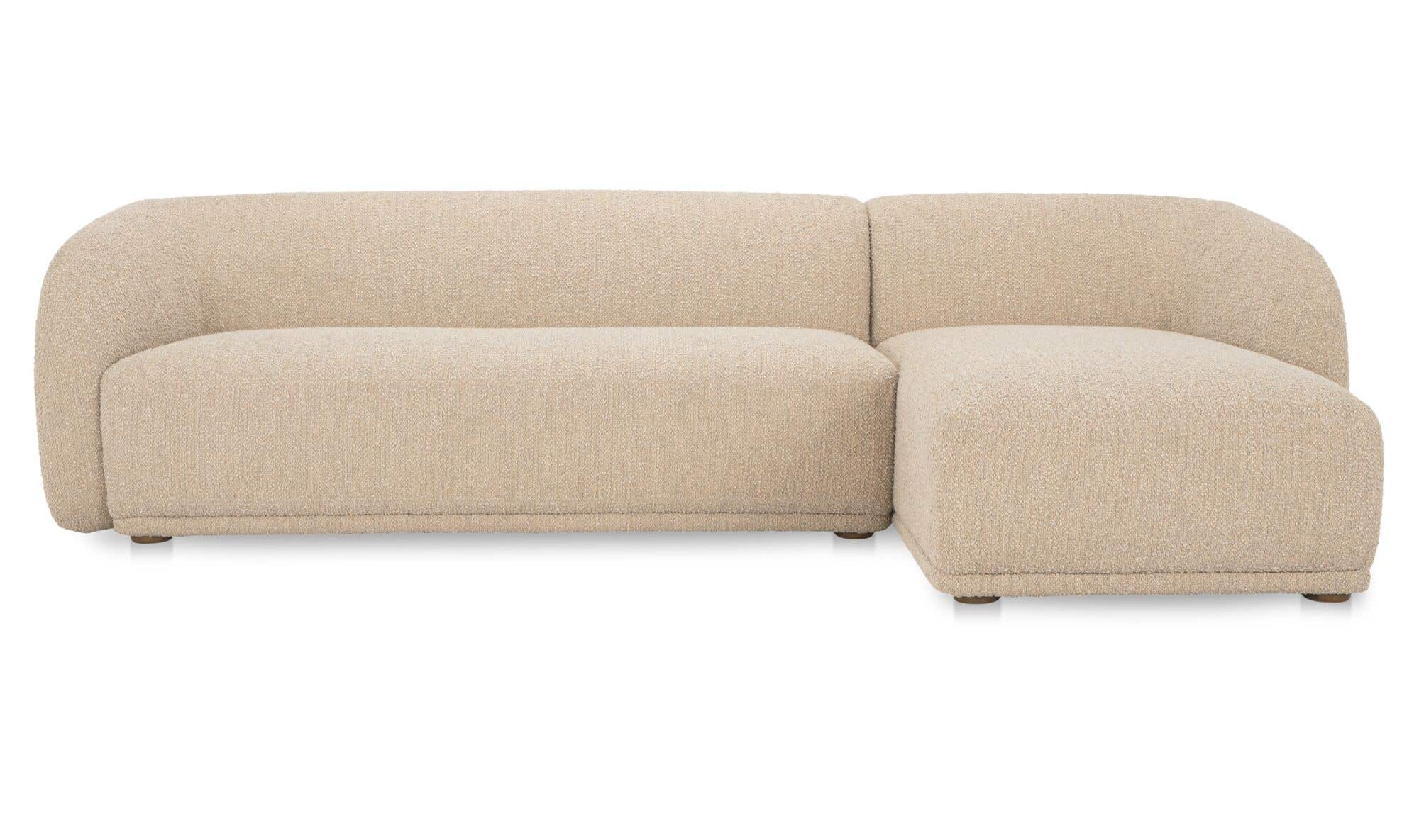 113.75" Beige Boucle Right Facing Sectional