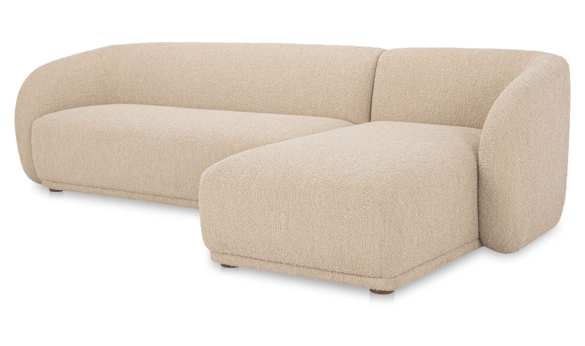 113.75" Beige Boucle Right Facing Sectional