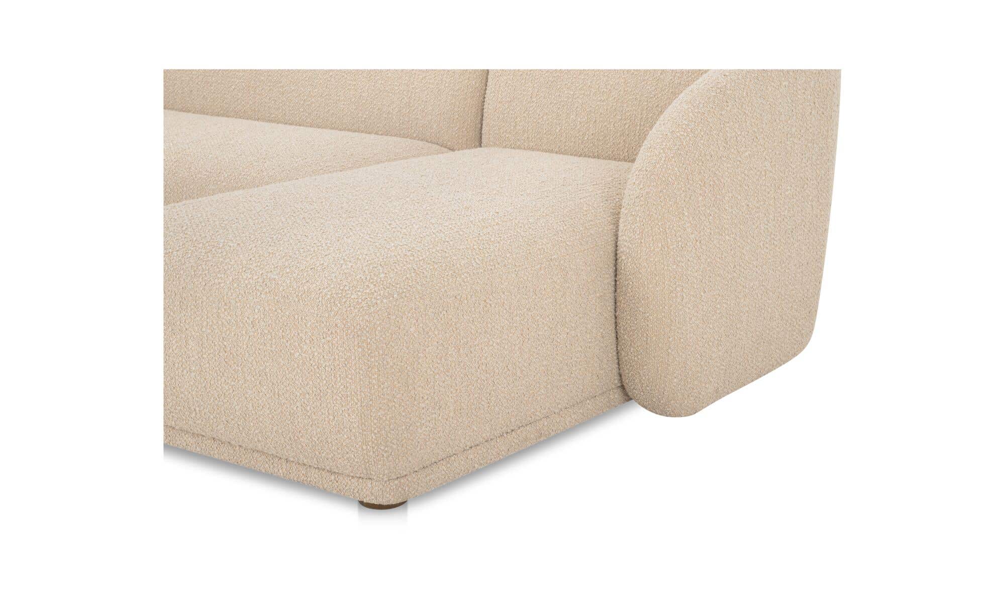 113.75" Beige Boucle Right Facing Sectional