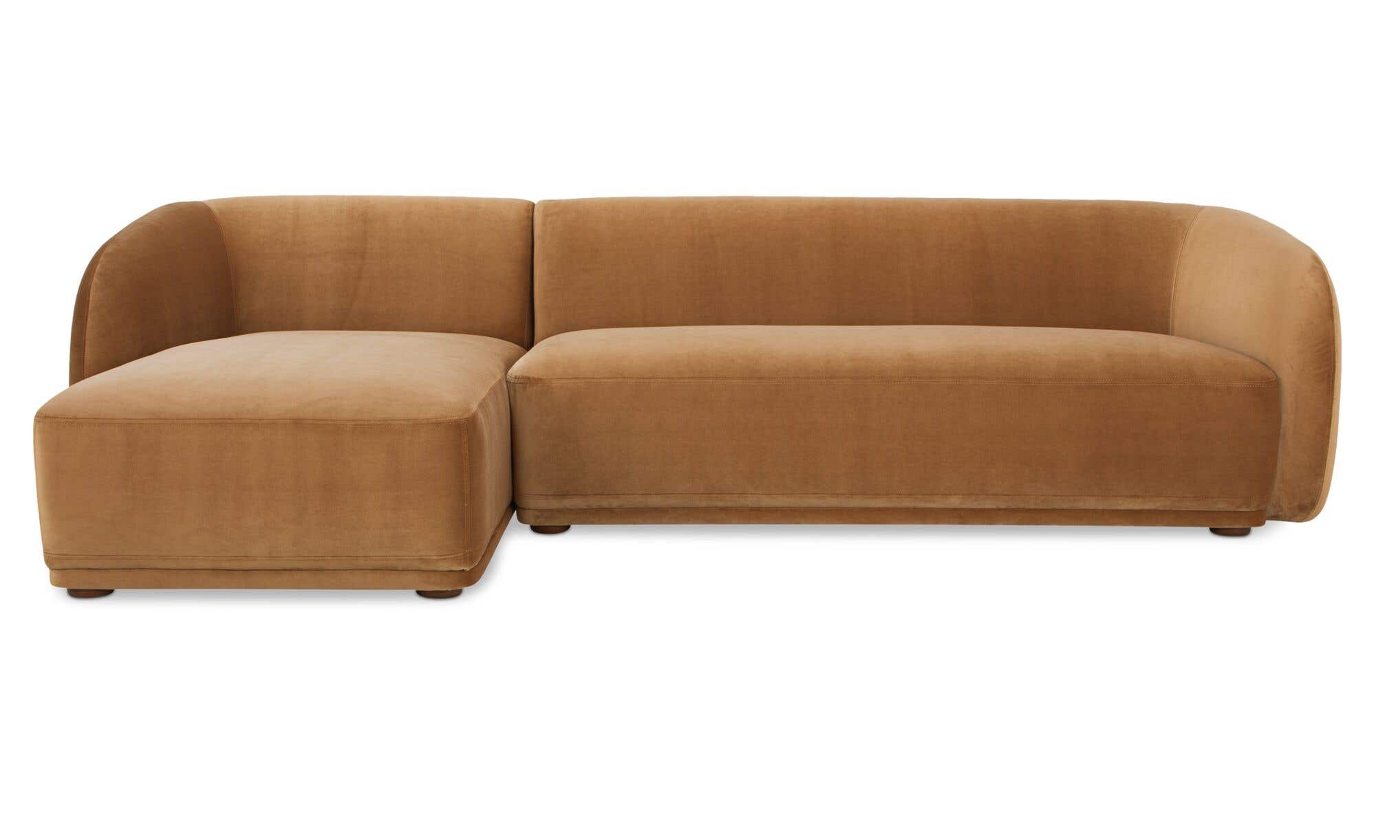 113.75" Tan Faux Mohair Upholstered Left Facing Sectional