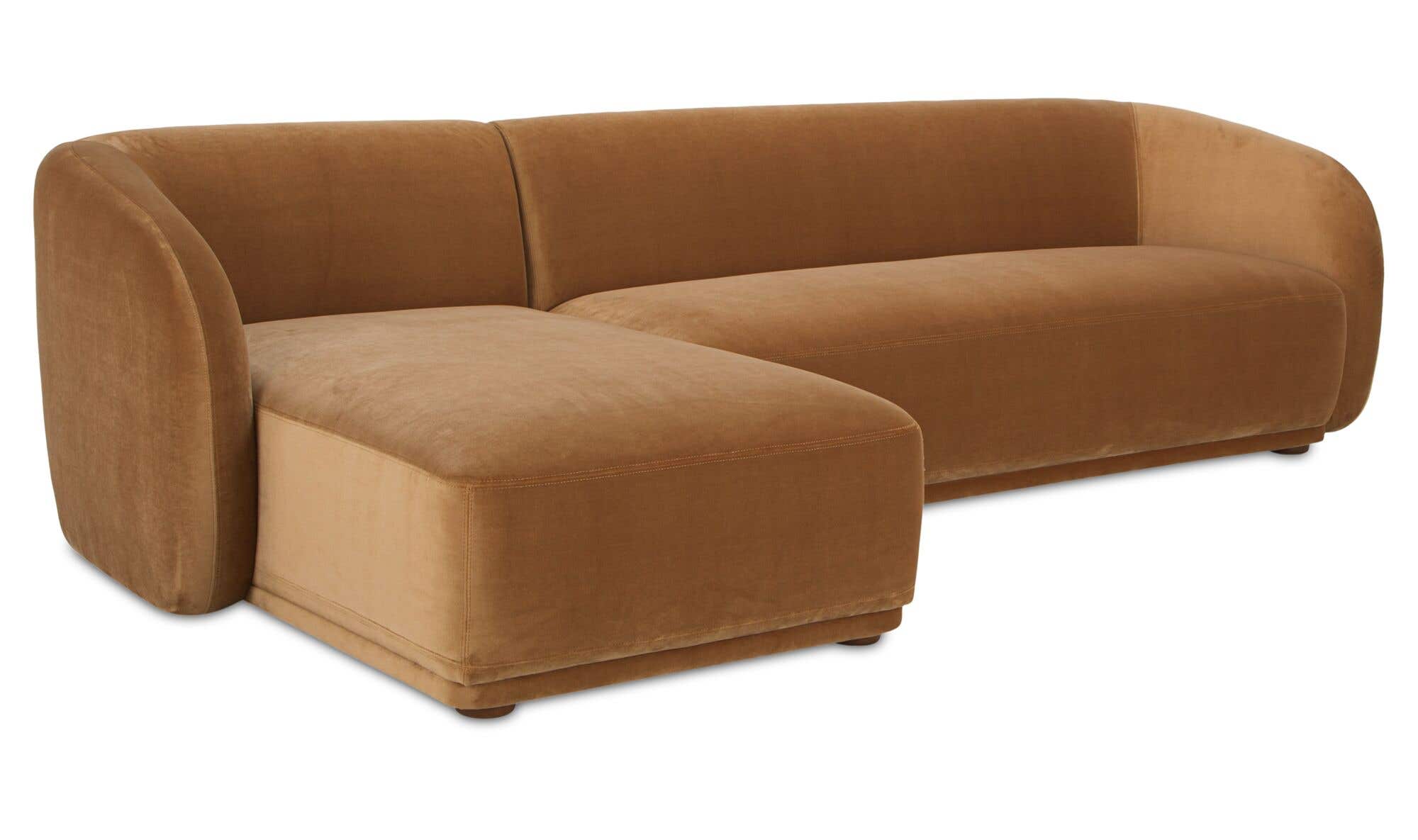 113.75" Tan Faux Mohair Upholstered Left Facing Sectional