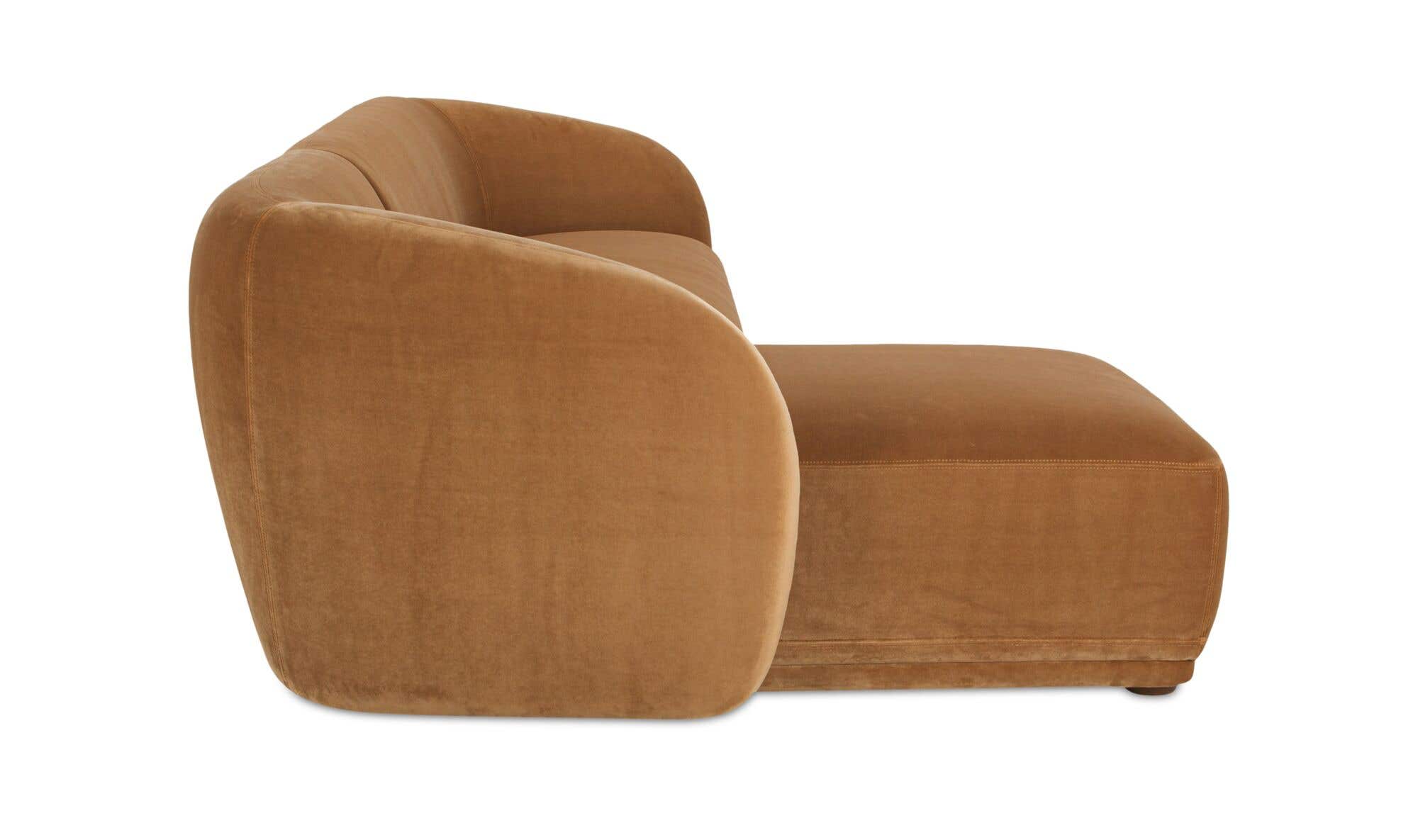113.75" Tan Faux Mohair Upholstered Left Facing Sectional