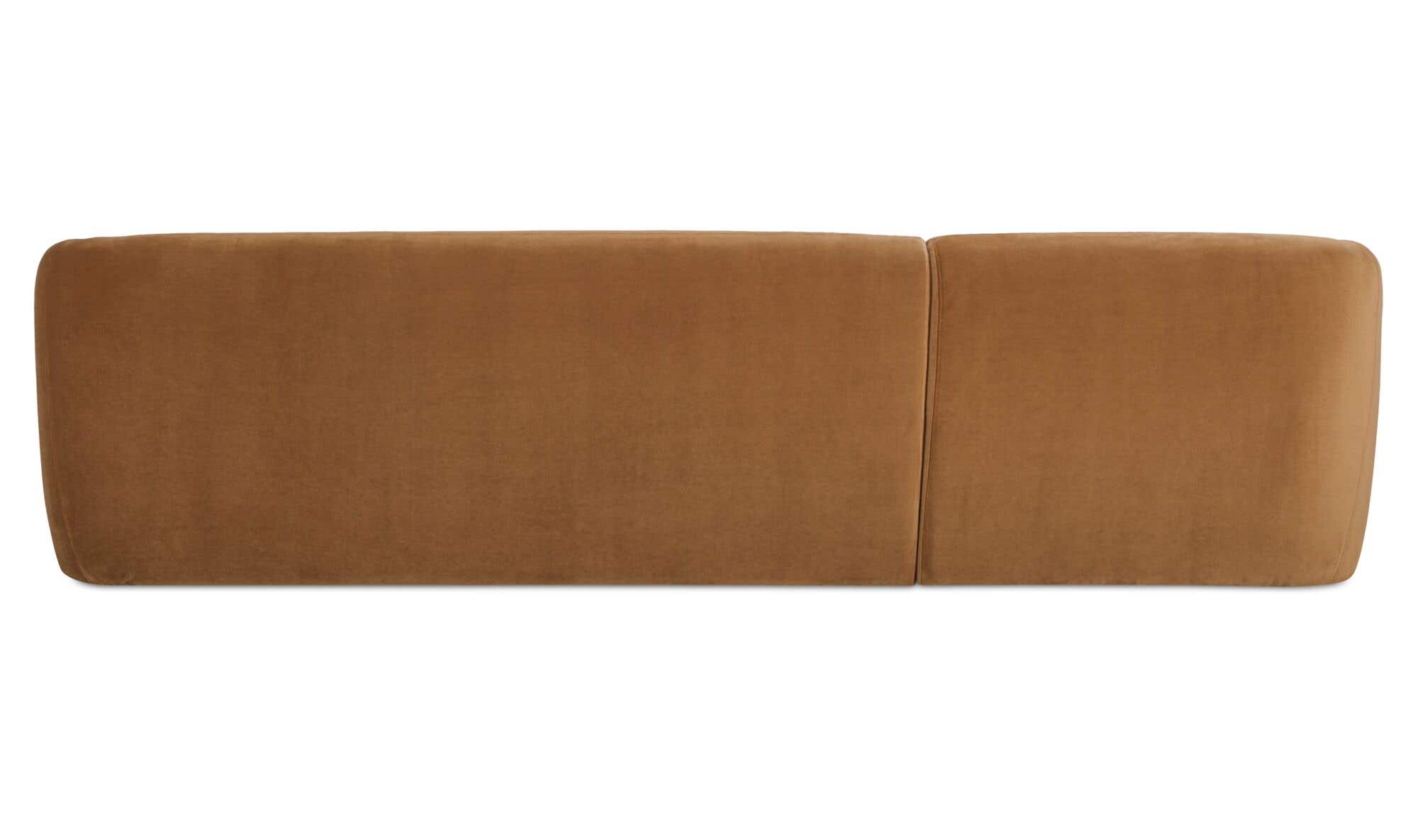 113.75" Tan Faux Mohair Upholstered Left Facing Sectional