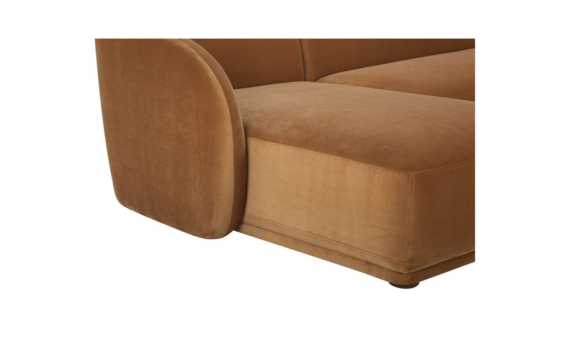 113.75" Tan Faux Mohair Upholstered Left Facing Sectional