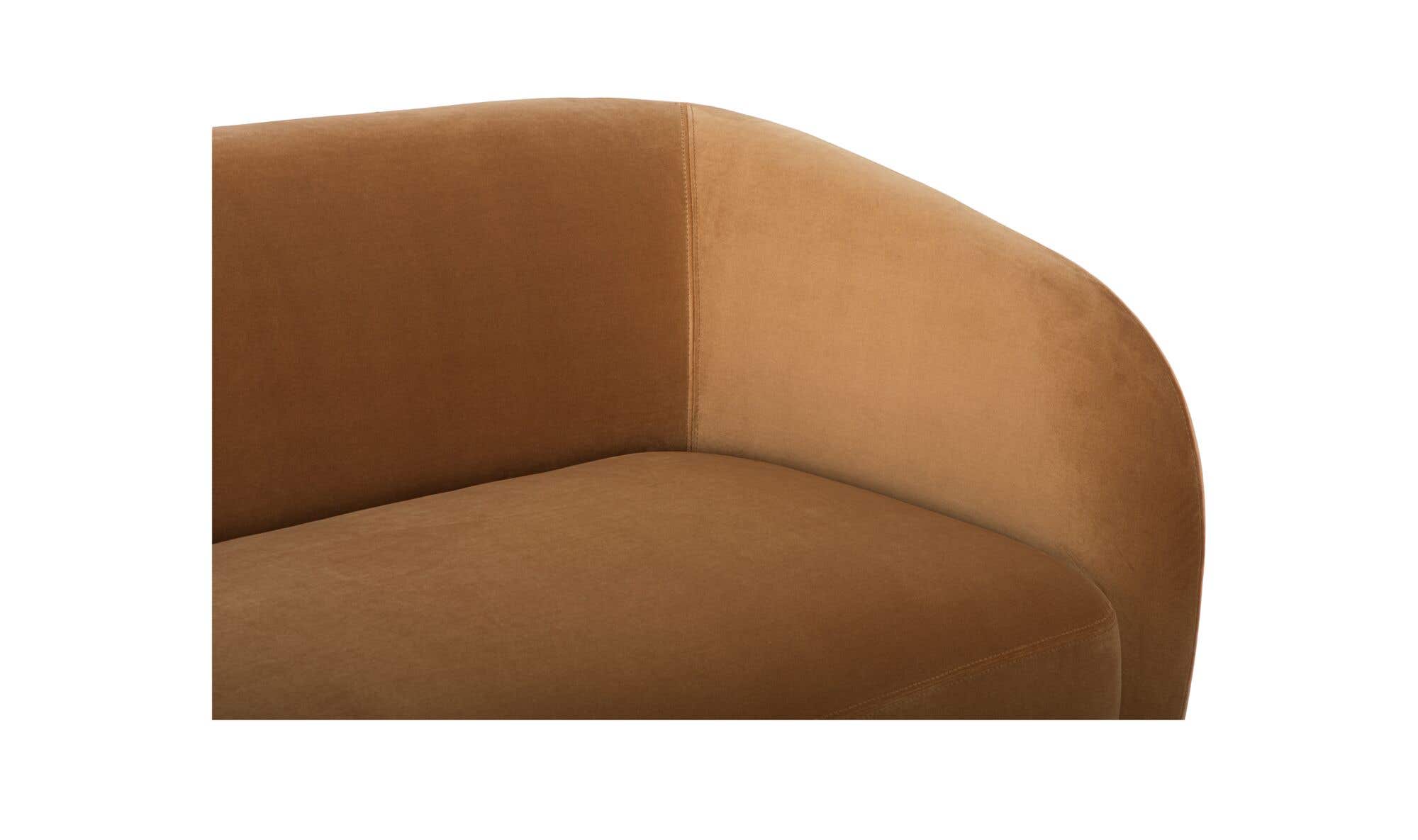 113.75" Tan Faux Mohair Upholstered Left Facing Sectional