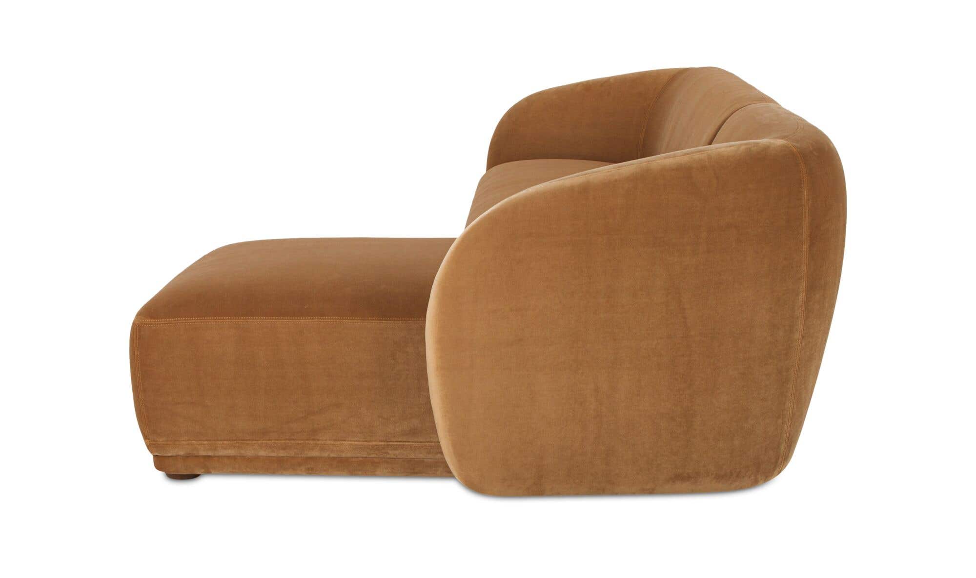 113.75" Tan Faux Mohair Upholstered Right Facing Sectional