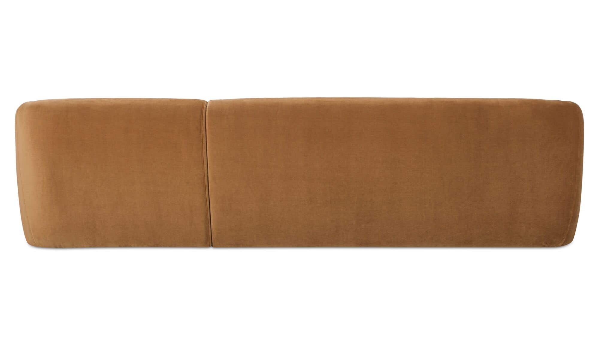 113.75" Tan Faux Mohair Upholstered Right Facing Sectional