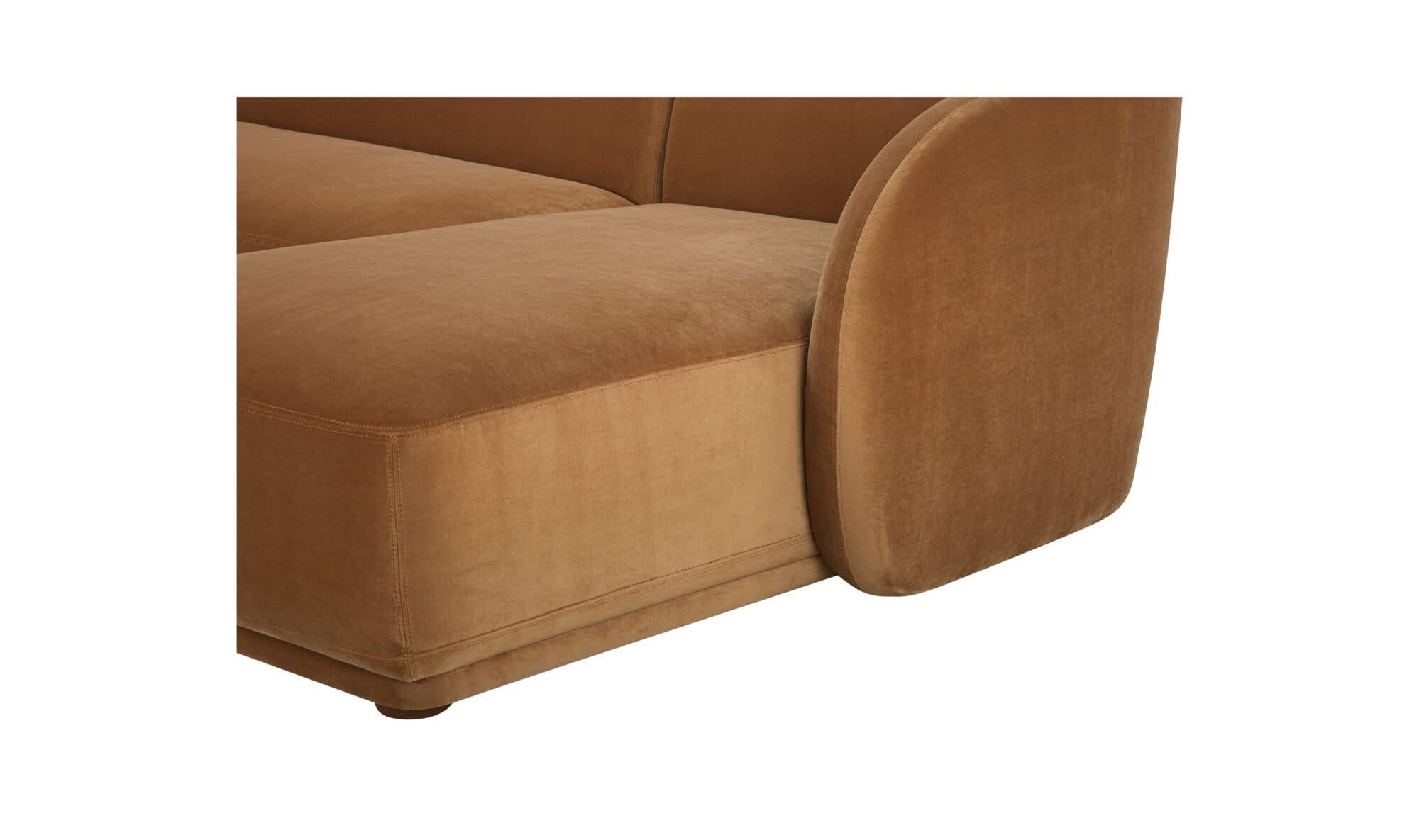 113.75" Tan Faux Mohair Upholstered Right Facing Sectional