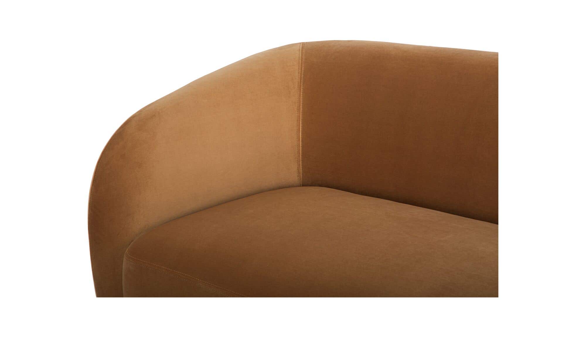 113.75" Tan Faux Mohair Upholstered Right Facing Sectional
