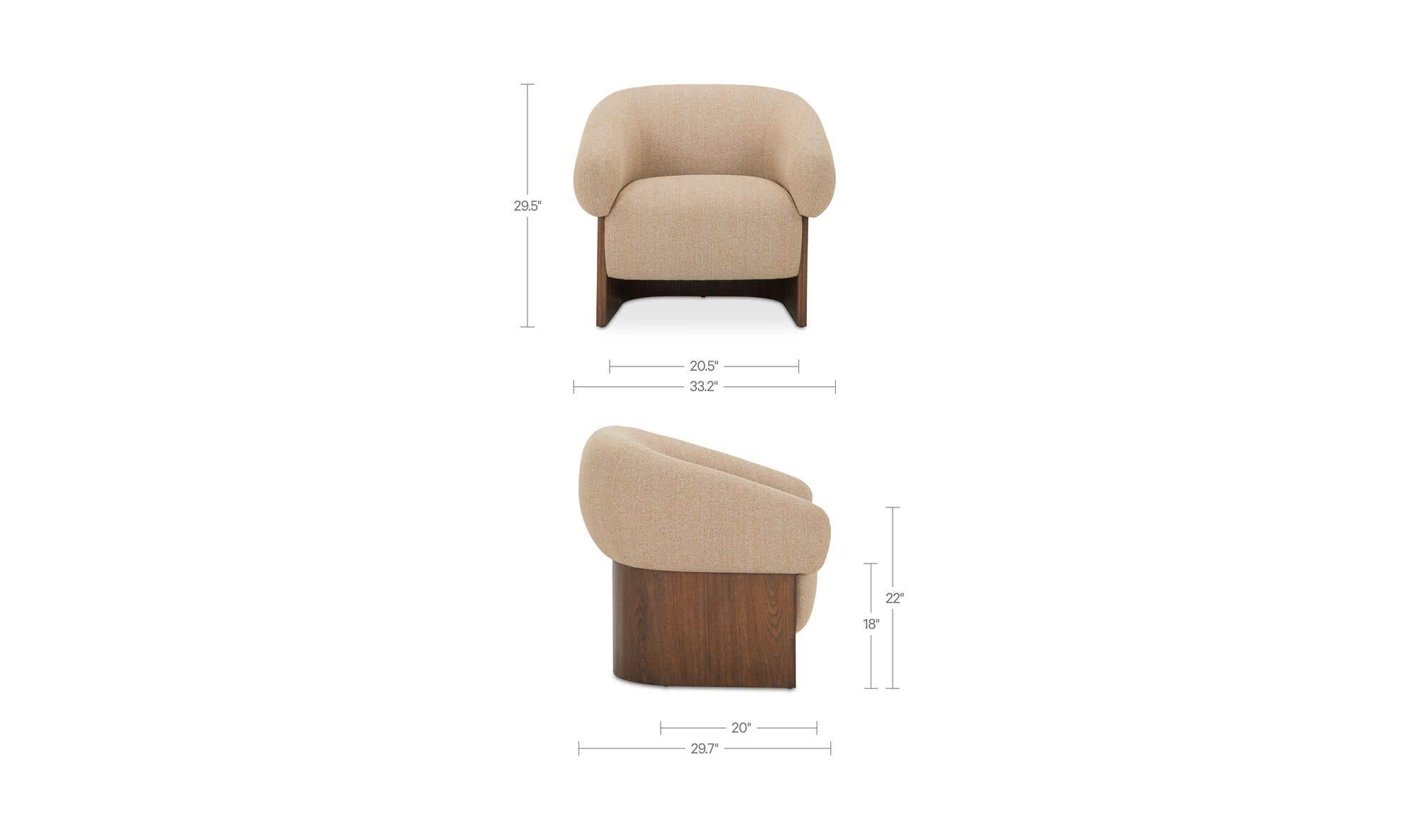 33.27" Flecked Tan Upholstered Accent Chair