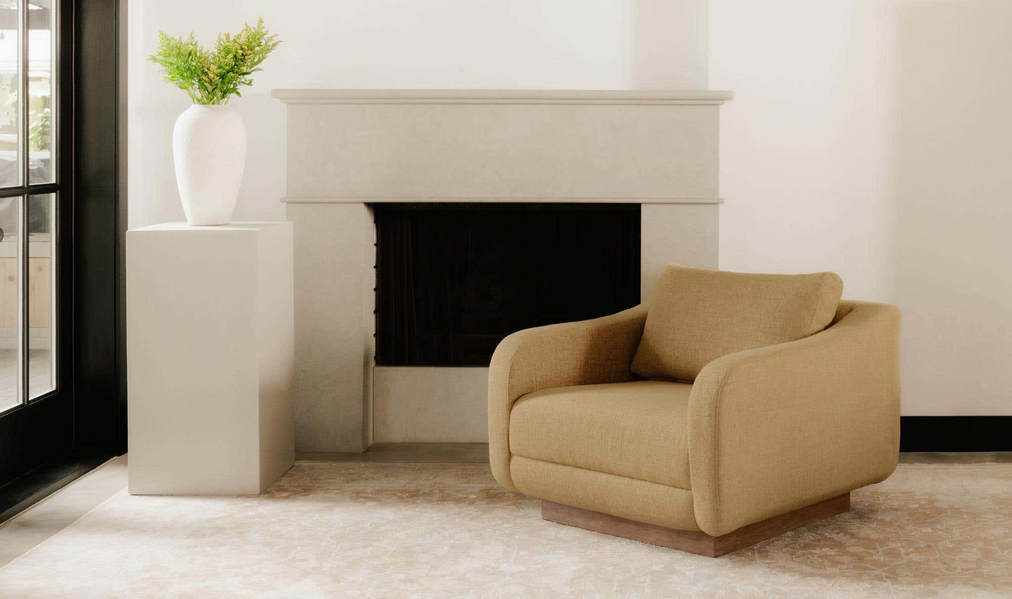 38" Ochre Upholstered Lounge Chair
