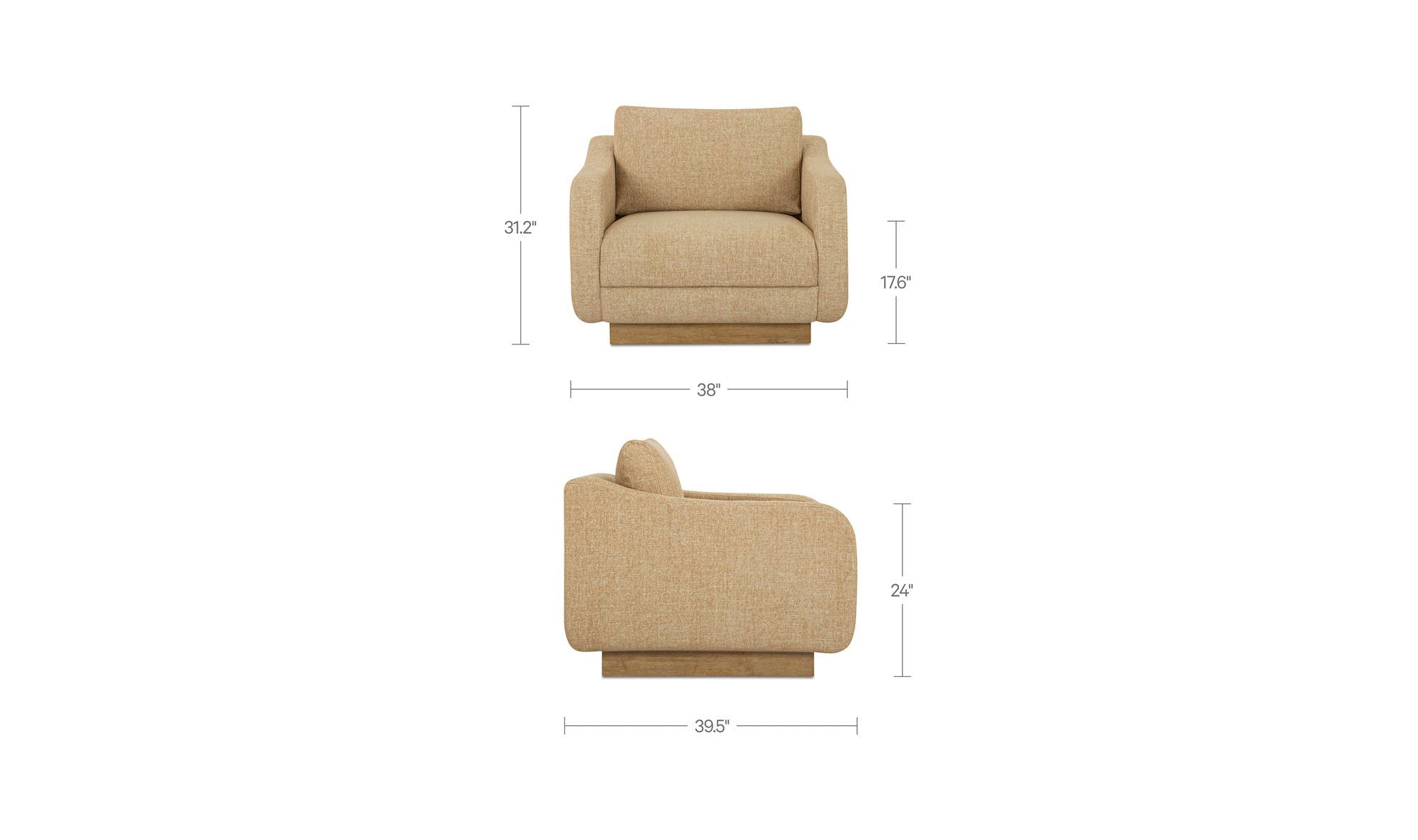 38" Ochre Upholstered Lounge Chair