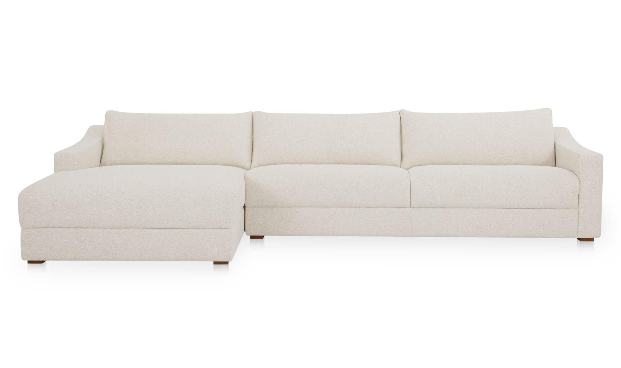 130.5" Flecked Oat Upholstered Left Facing Sectional