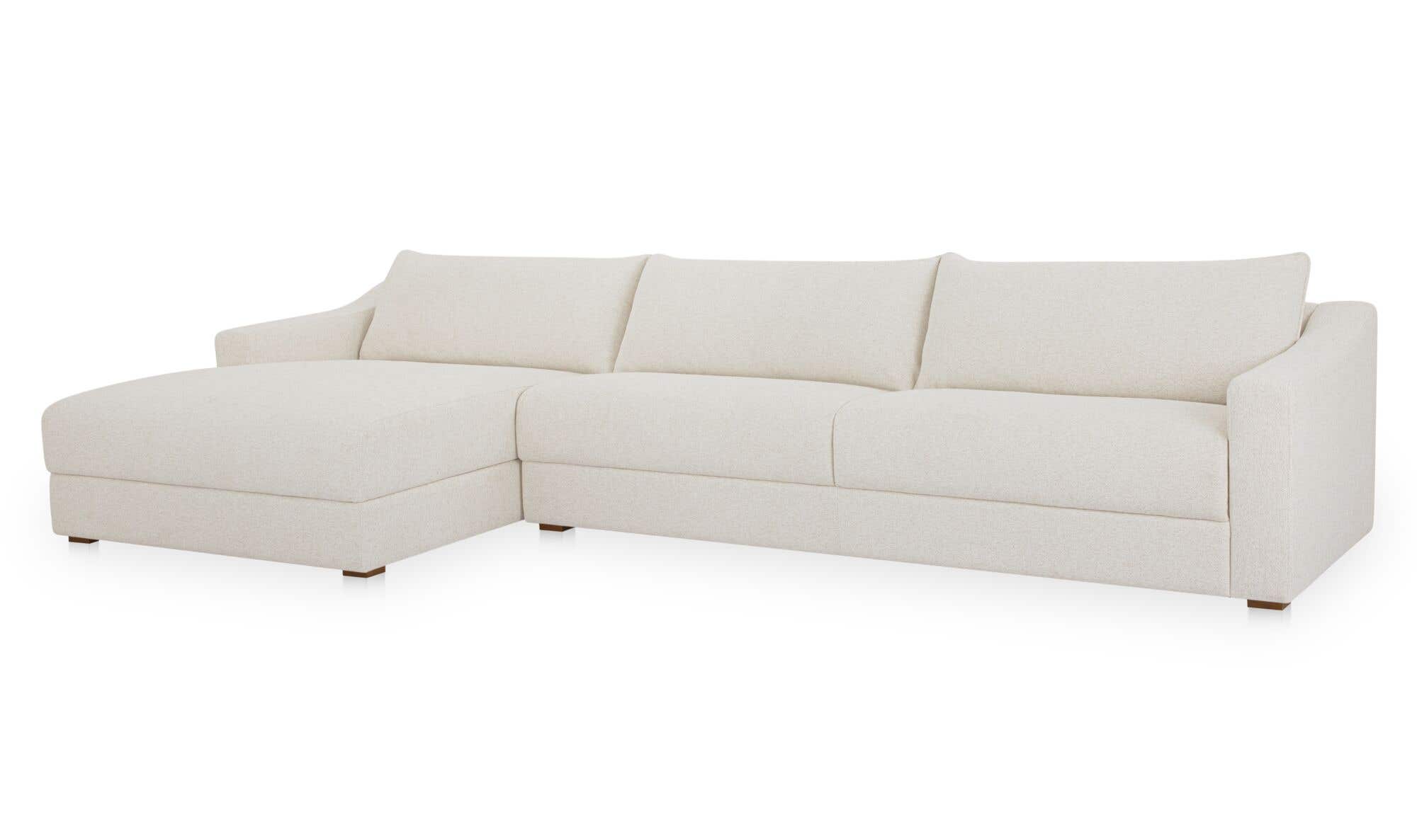 130.5" Flecked Oat Upholstered Left Facing Sectional