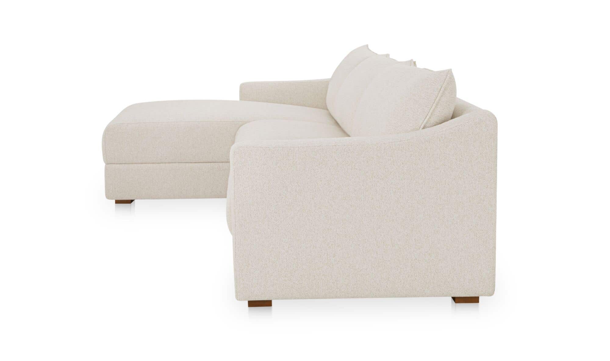 130.5" Flecked Oat Upholstered Left Facing Sectional