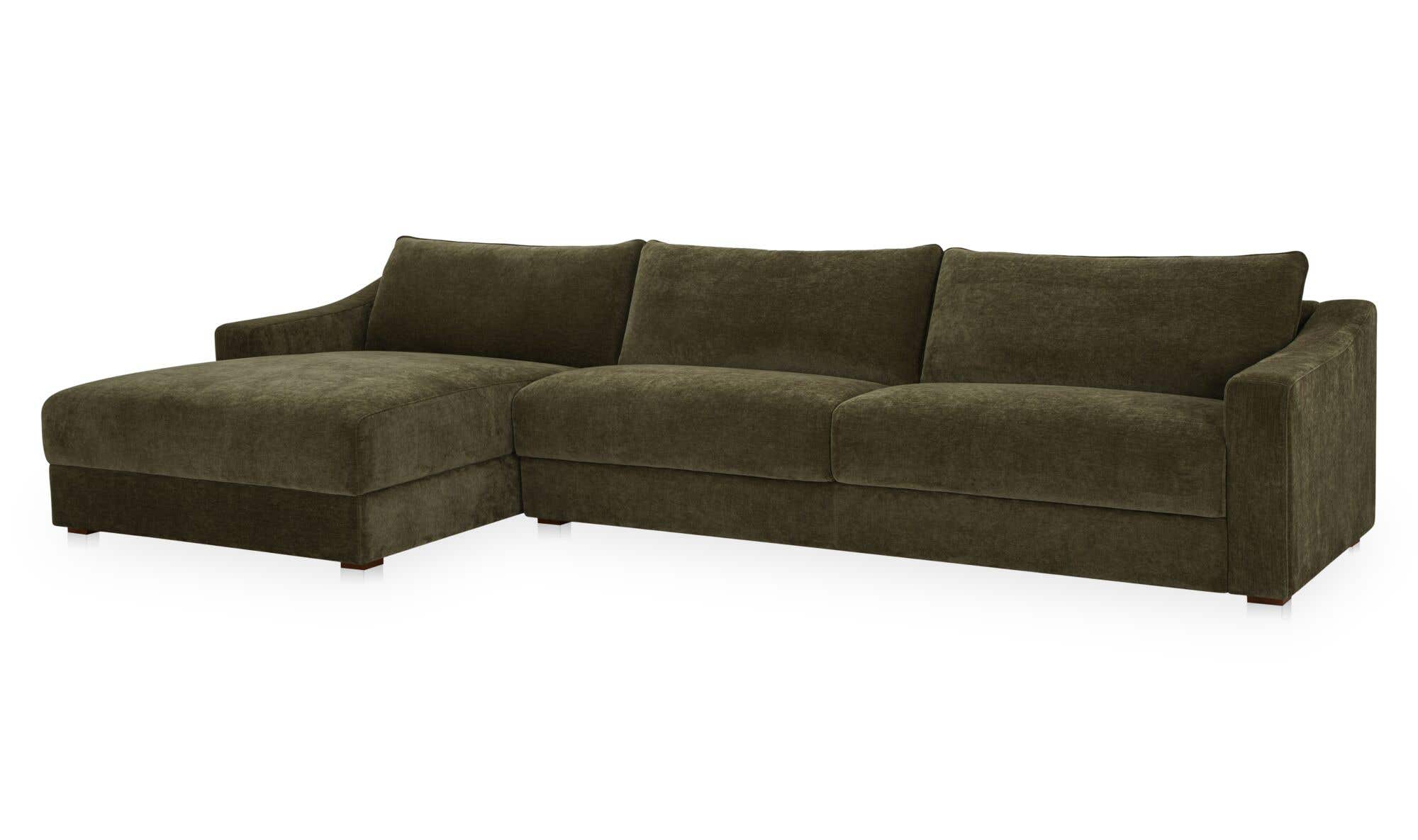 130.5" Cedar Green Upholstered Left Facing Sectional