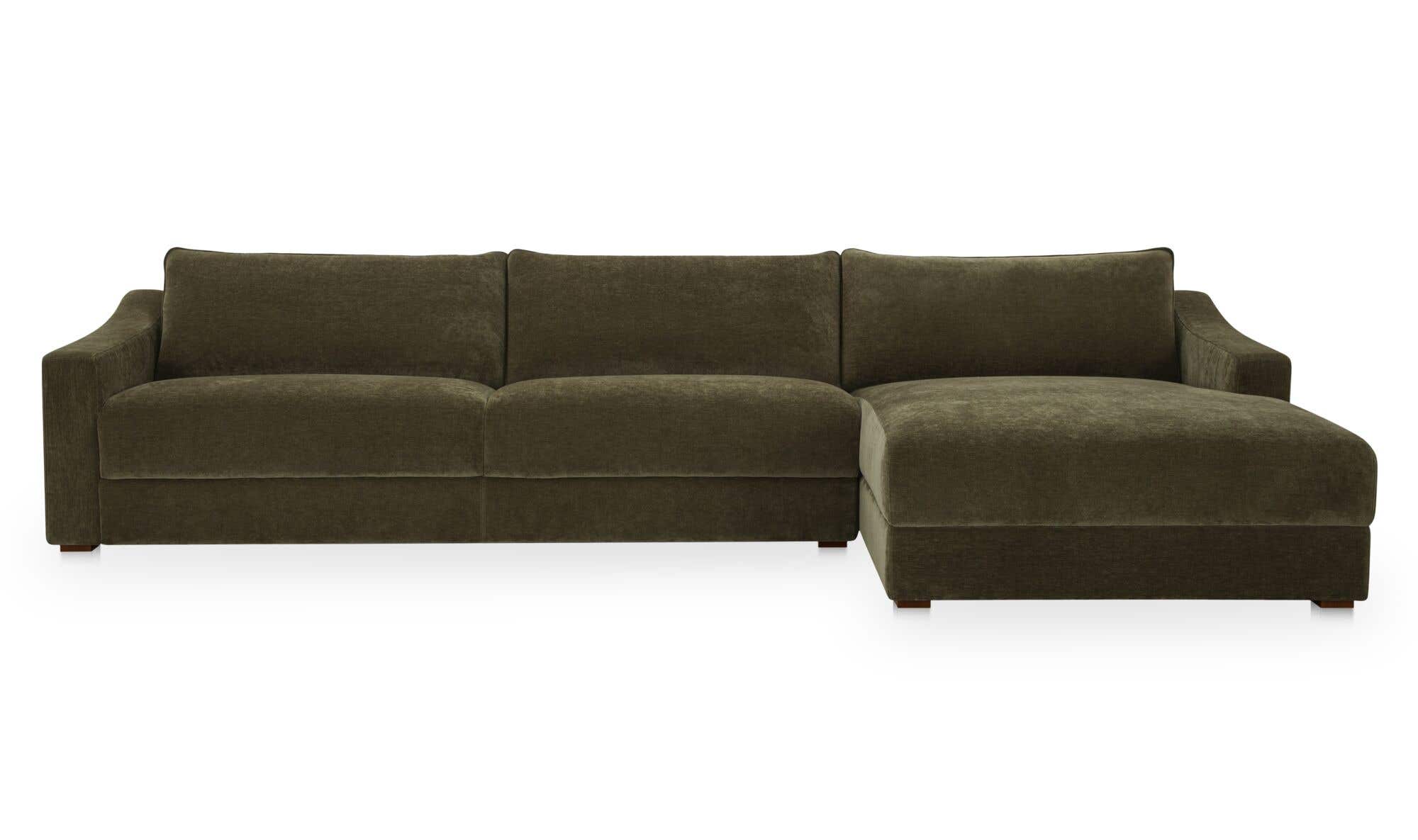 130.5" Cedar Green Upholstered Right Facing Sectional