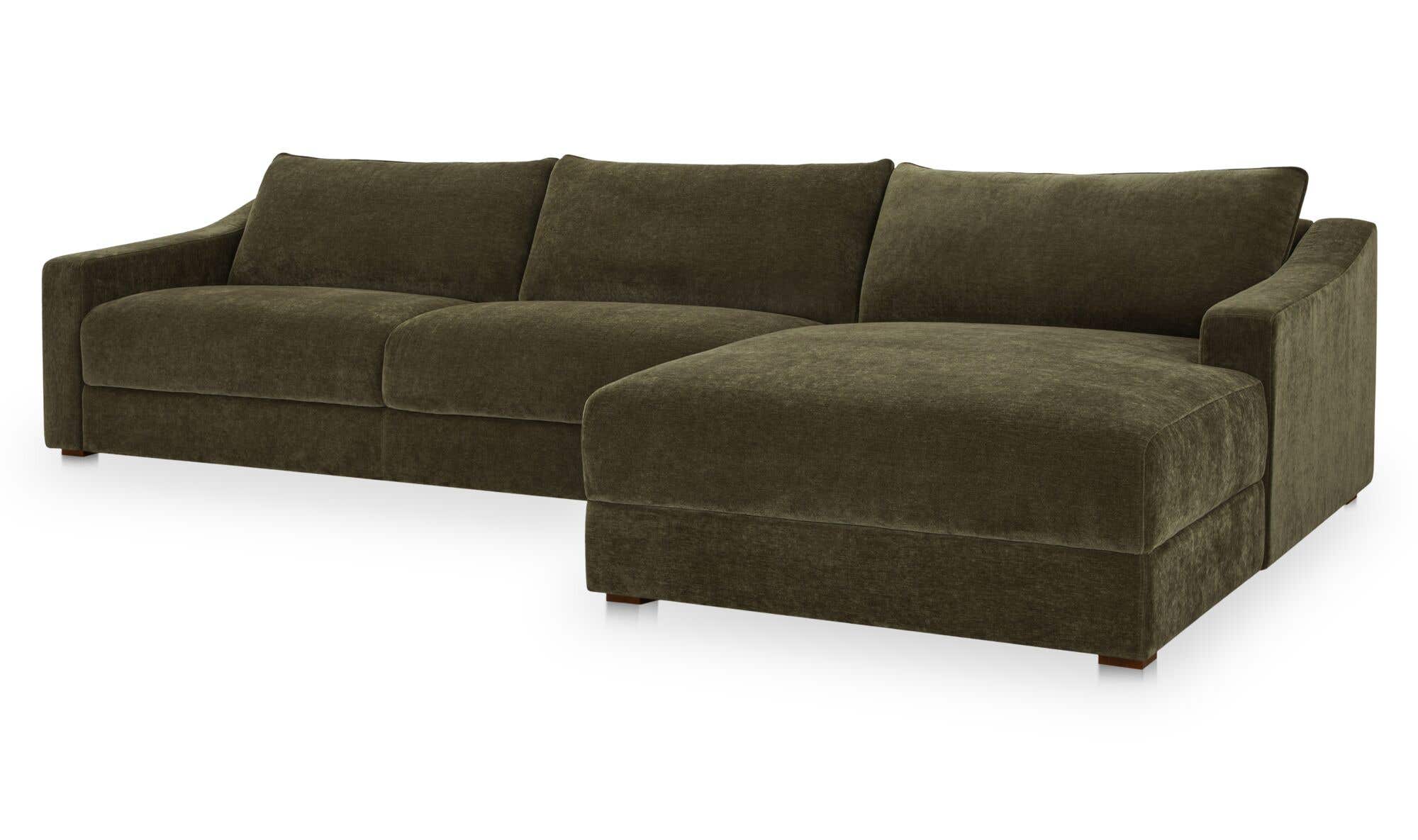 130.5" Cedar Green Upholstered Right Facing Sectional