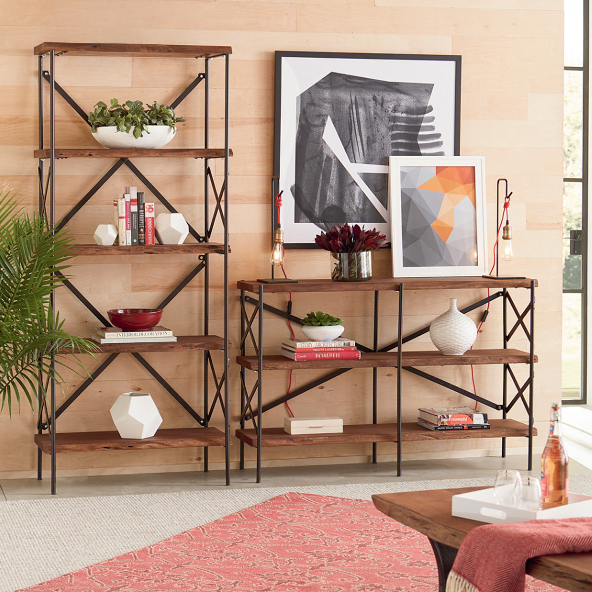 34" Raw Walnut Acacia Wood Bookshelf