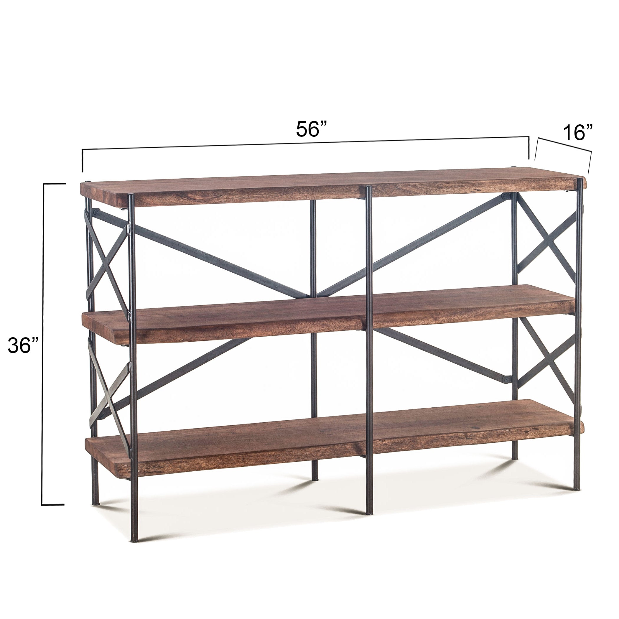 56" Raw Walnut Acacia Wood Bookshelf