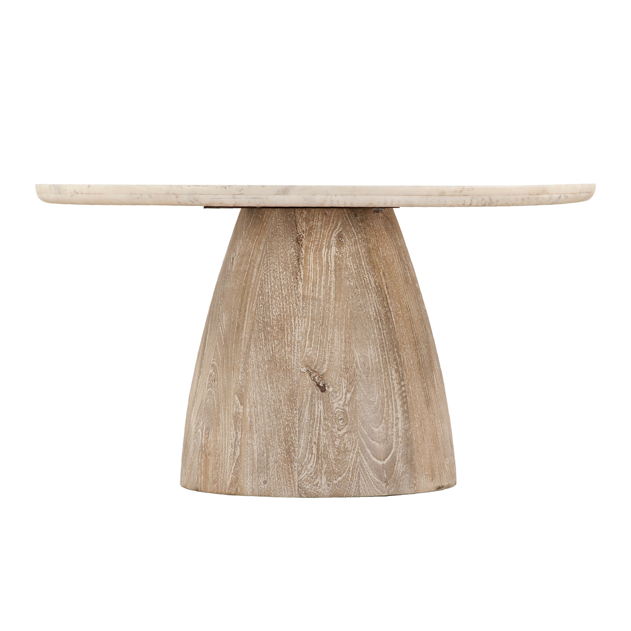 36" White Marble and Whitewash Mango Coffee Table