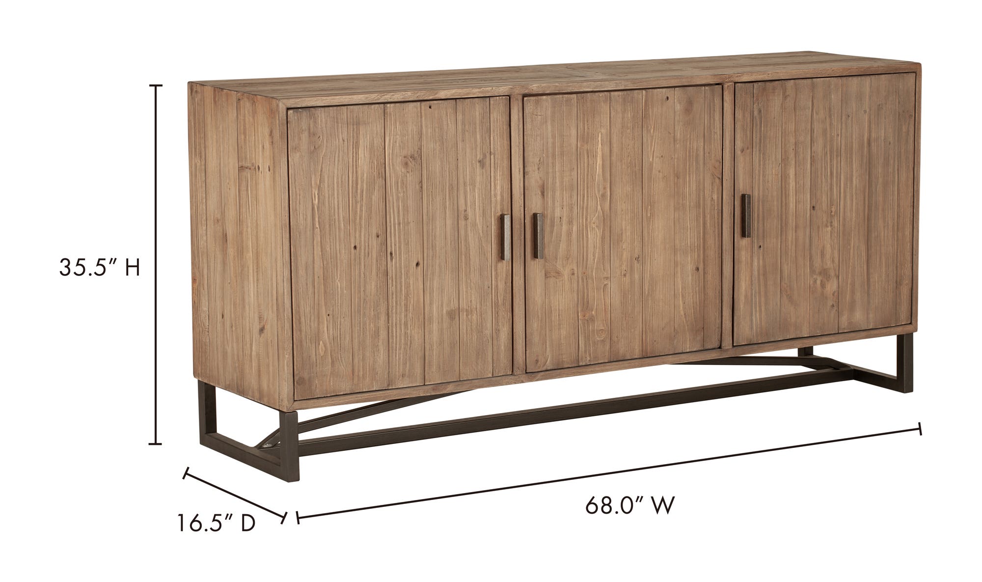 68" Natural Reclaimed Pine Sideboard
