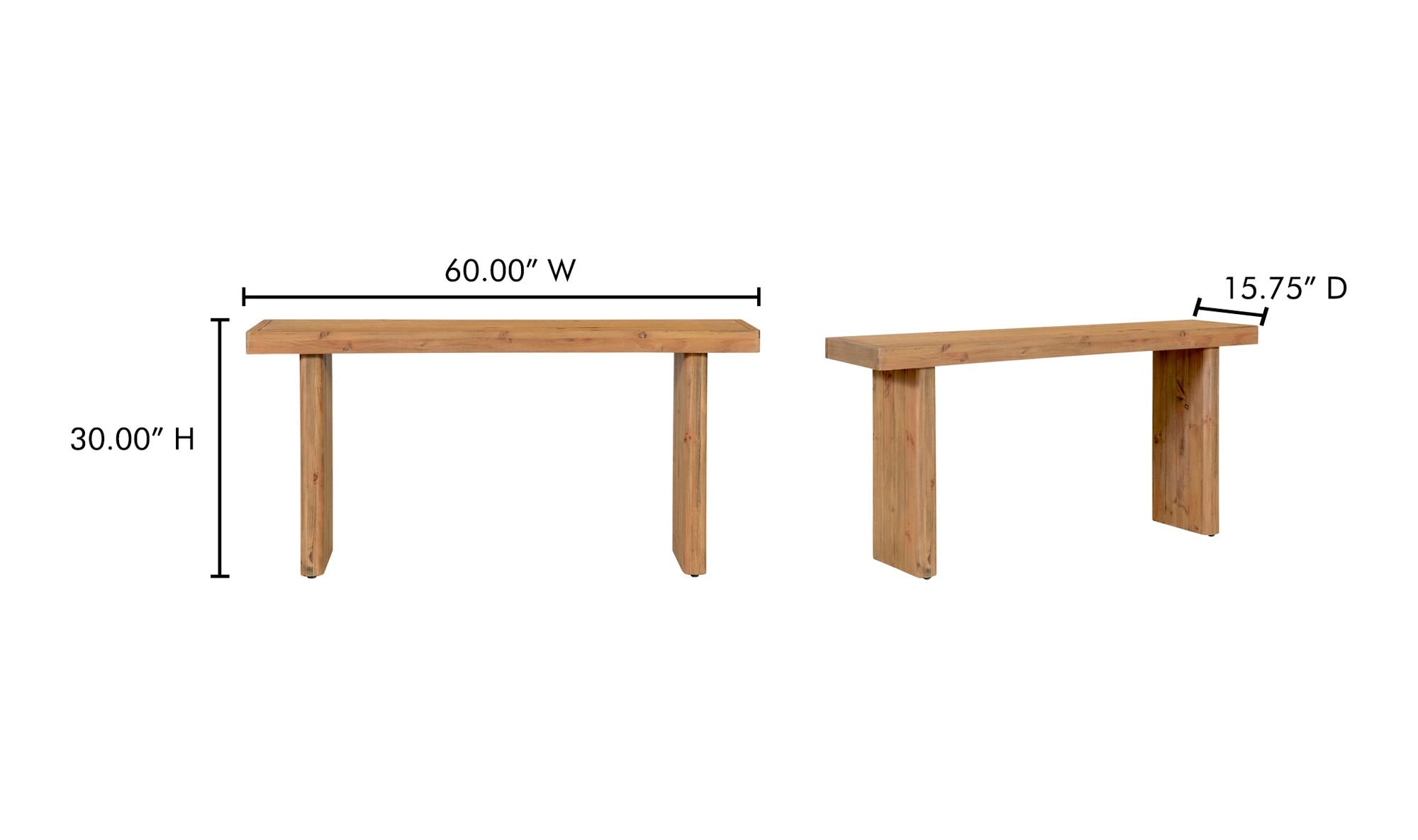 60" Rustic Blonde Console Table