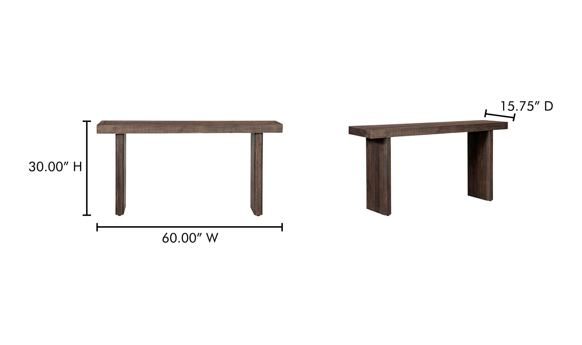 60" Aged Brown Console Table