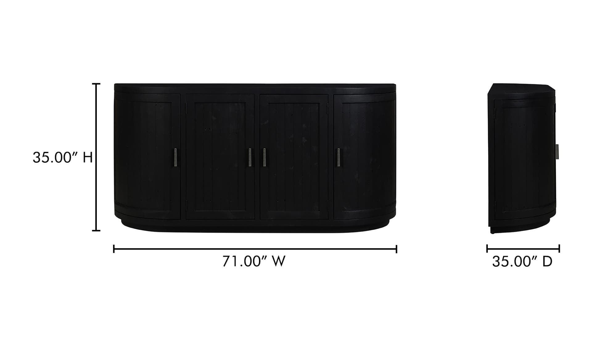 71" Black Wood Sideboard