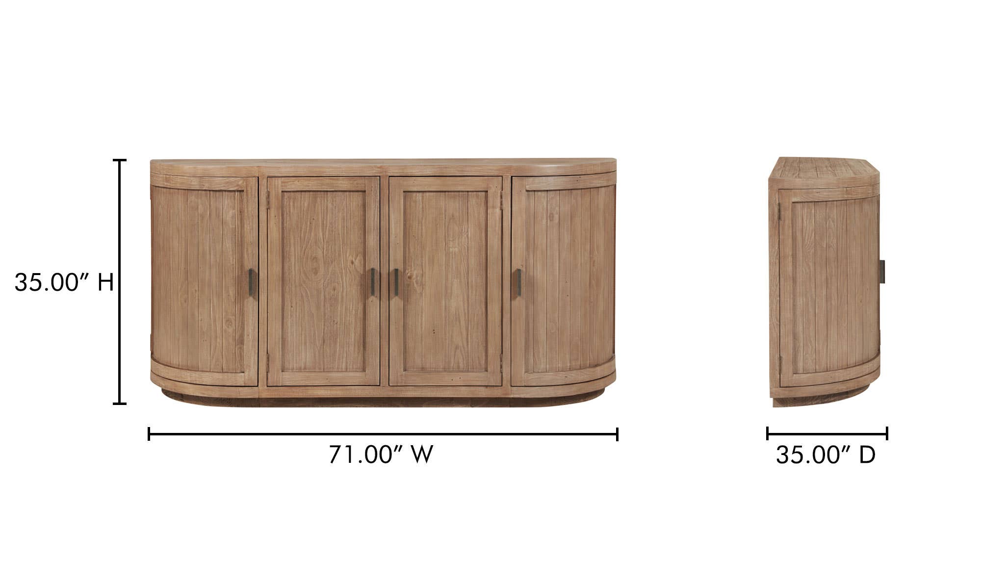 71" Natural Wood Sideboard