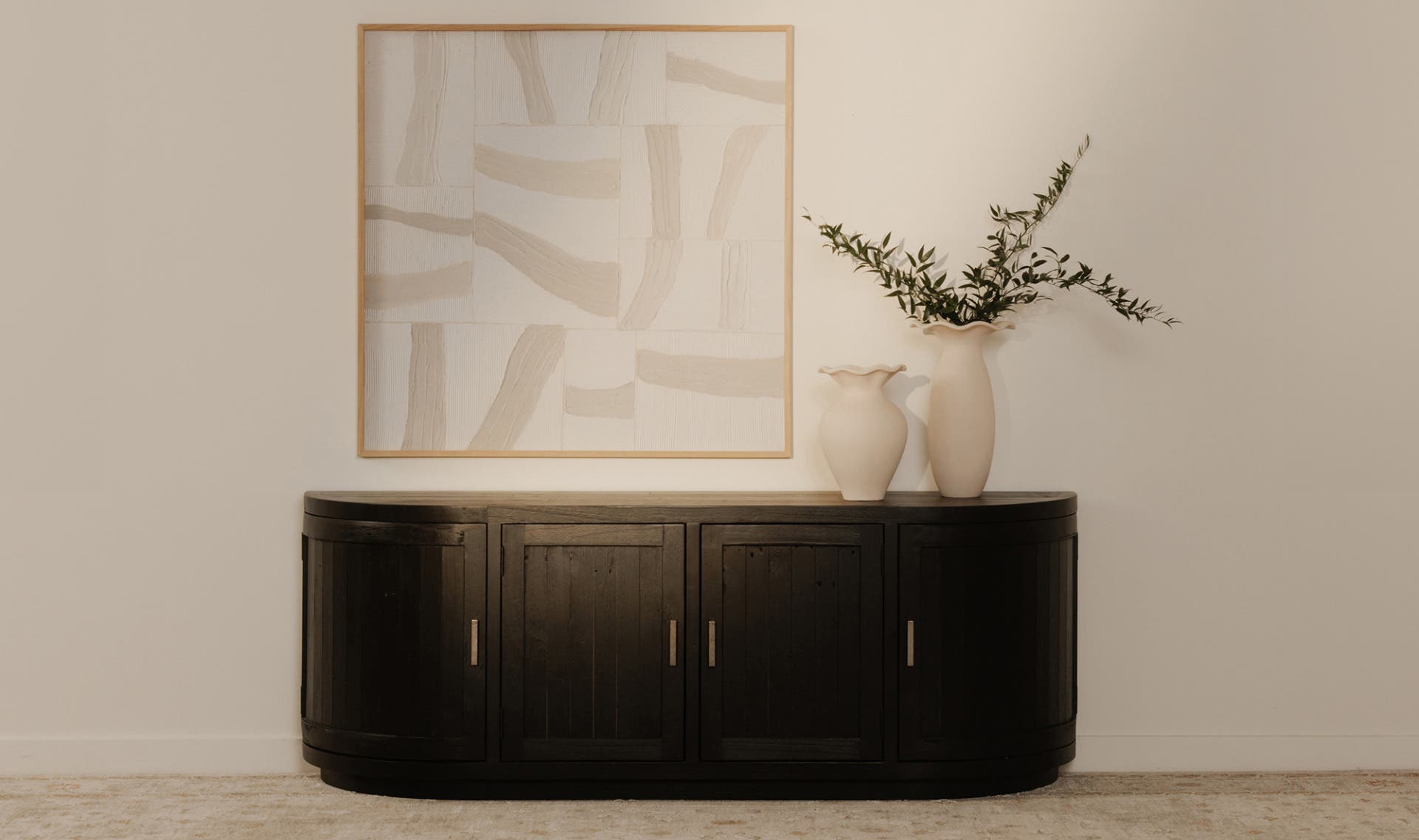 70.9" Black Wood Cabinet