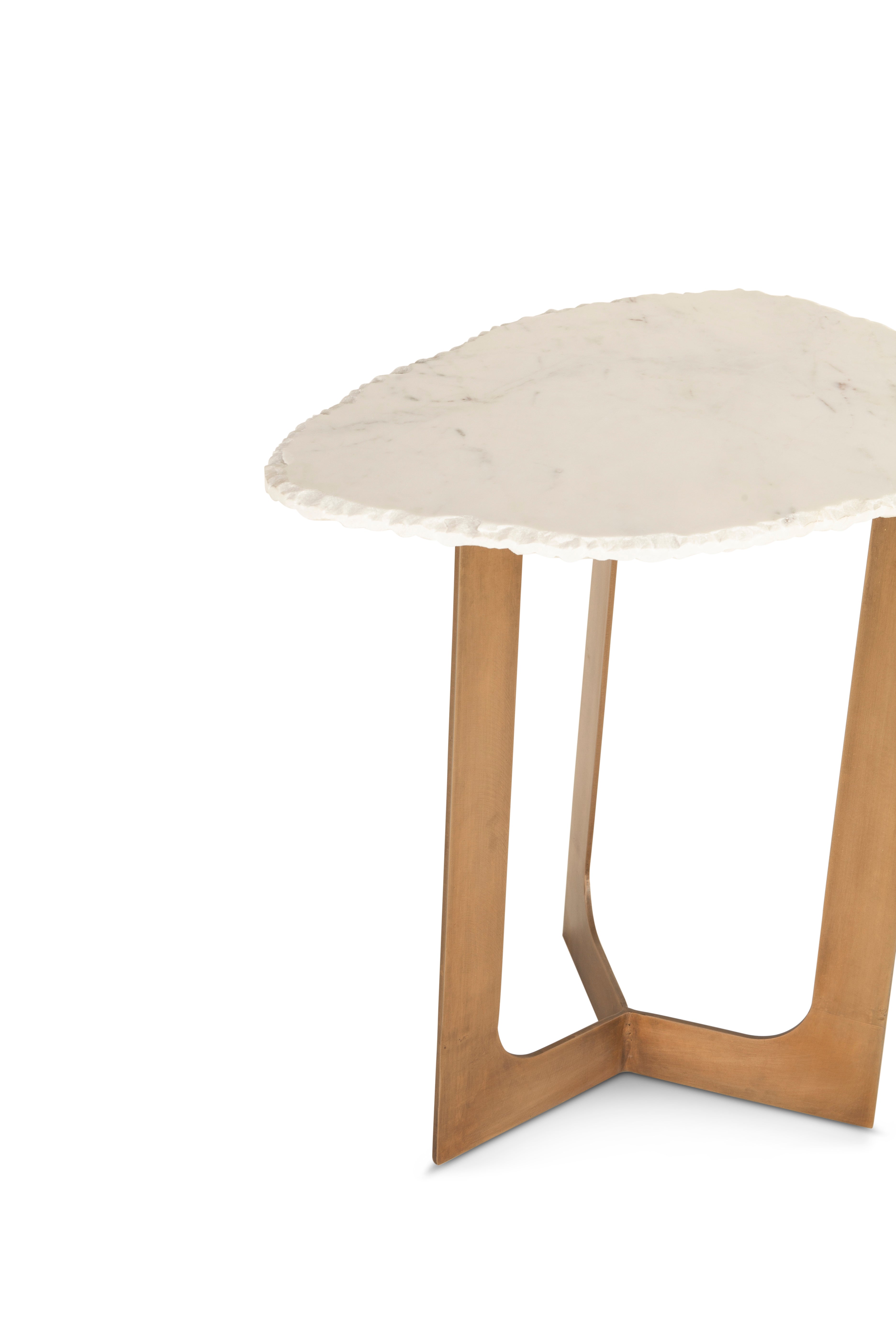 24" White Marble Side Table