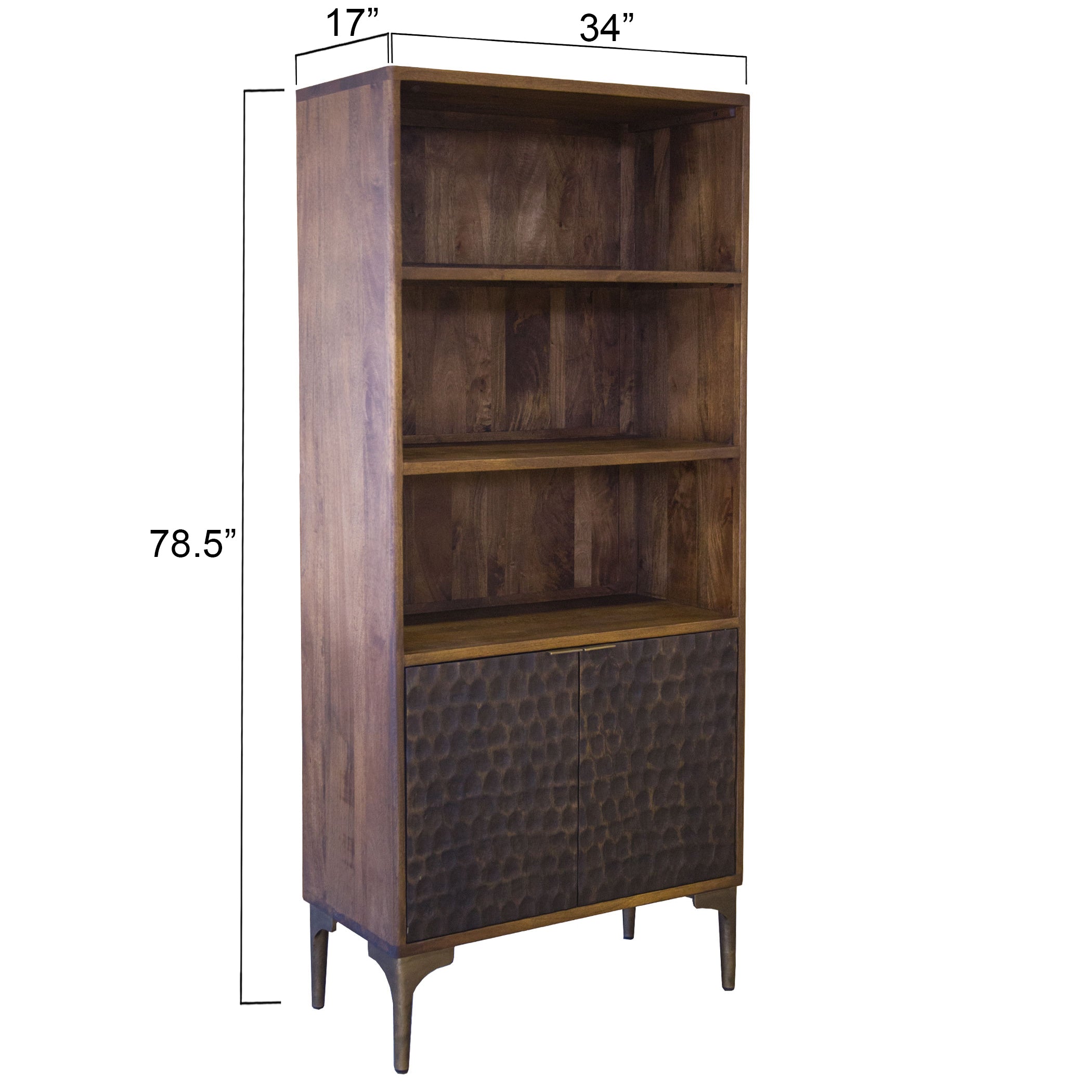 34" Two-Tone Mango Wood Bookshelf
