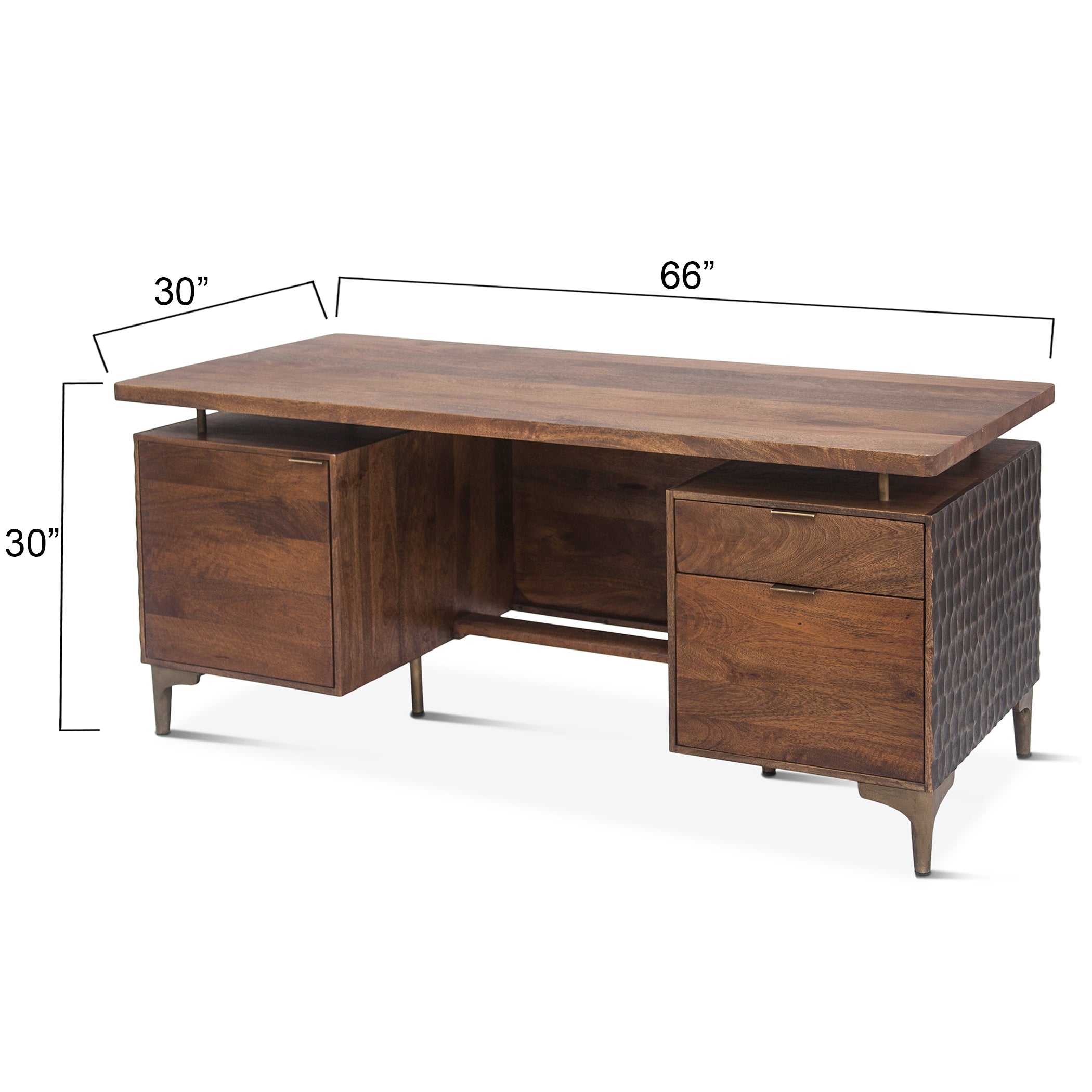 66" Two-Tone Carved Office Desk