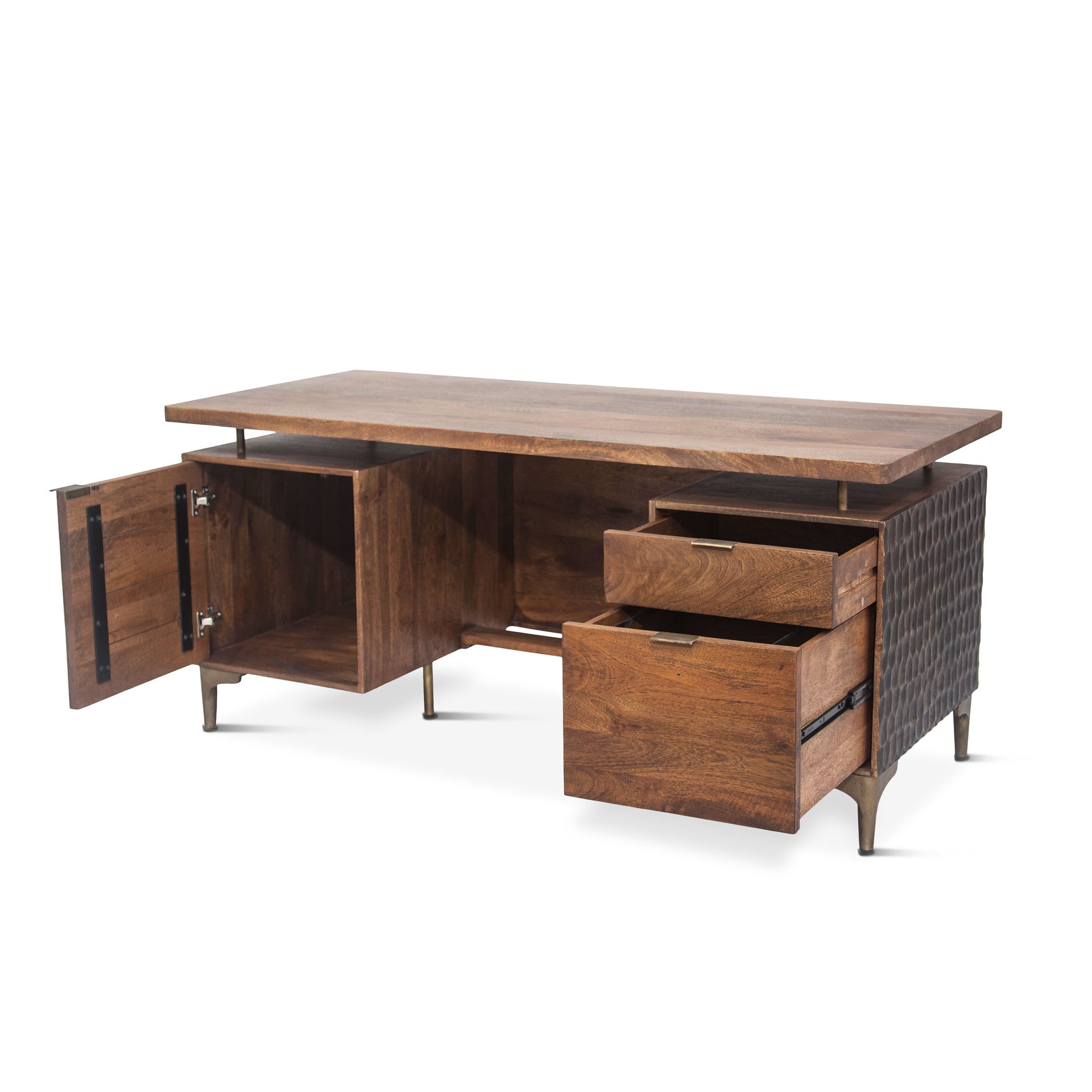 66" Two-Tone Carved Office Desk